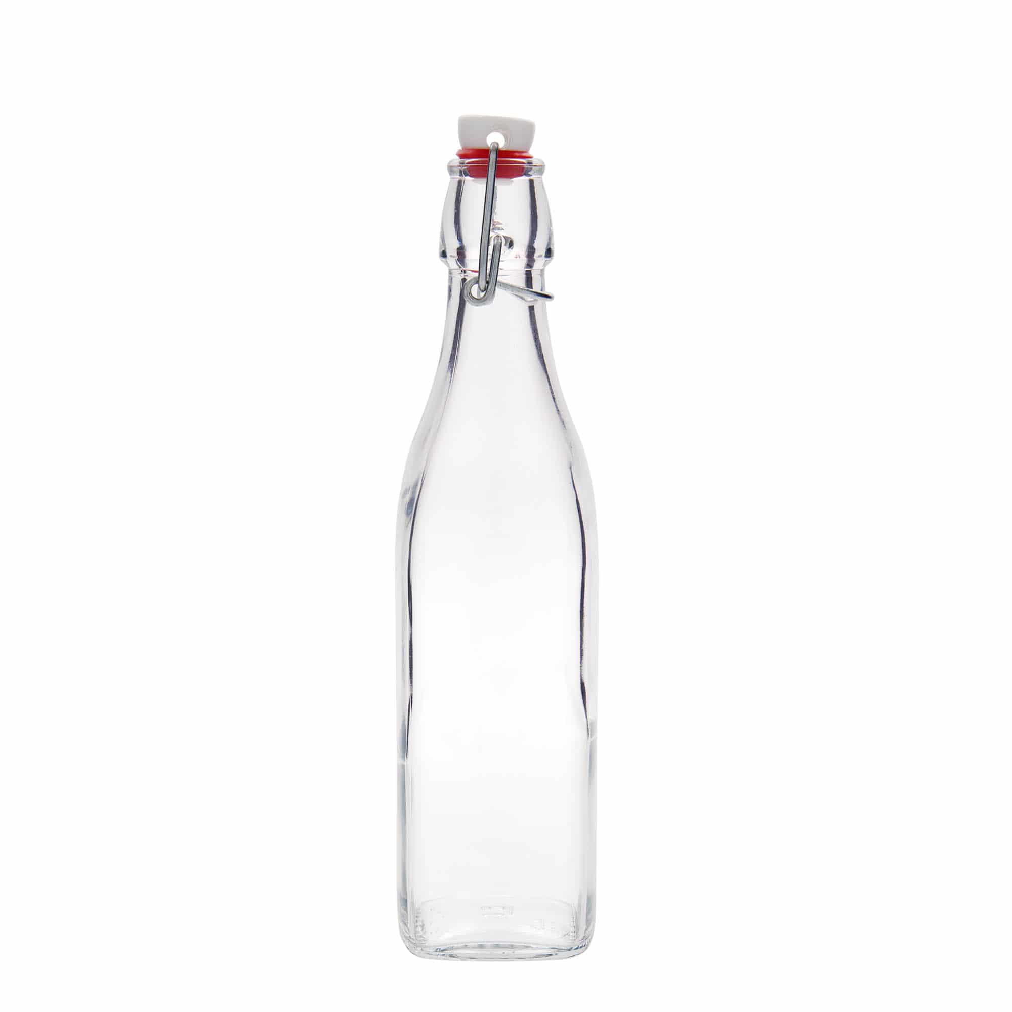 Bottiglia di vetro da 500 ml 'Swing, quadrata, bocca: chiusura a leva