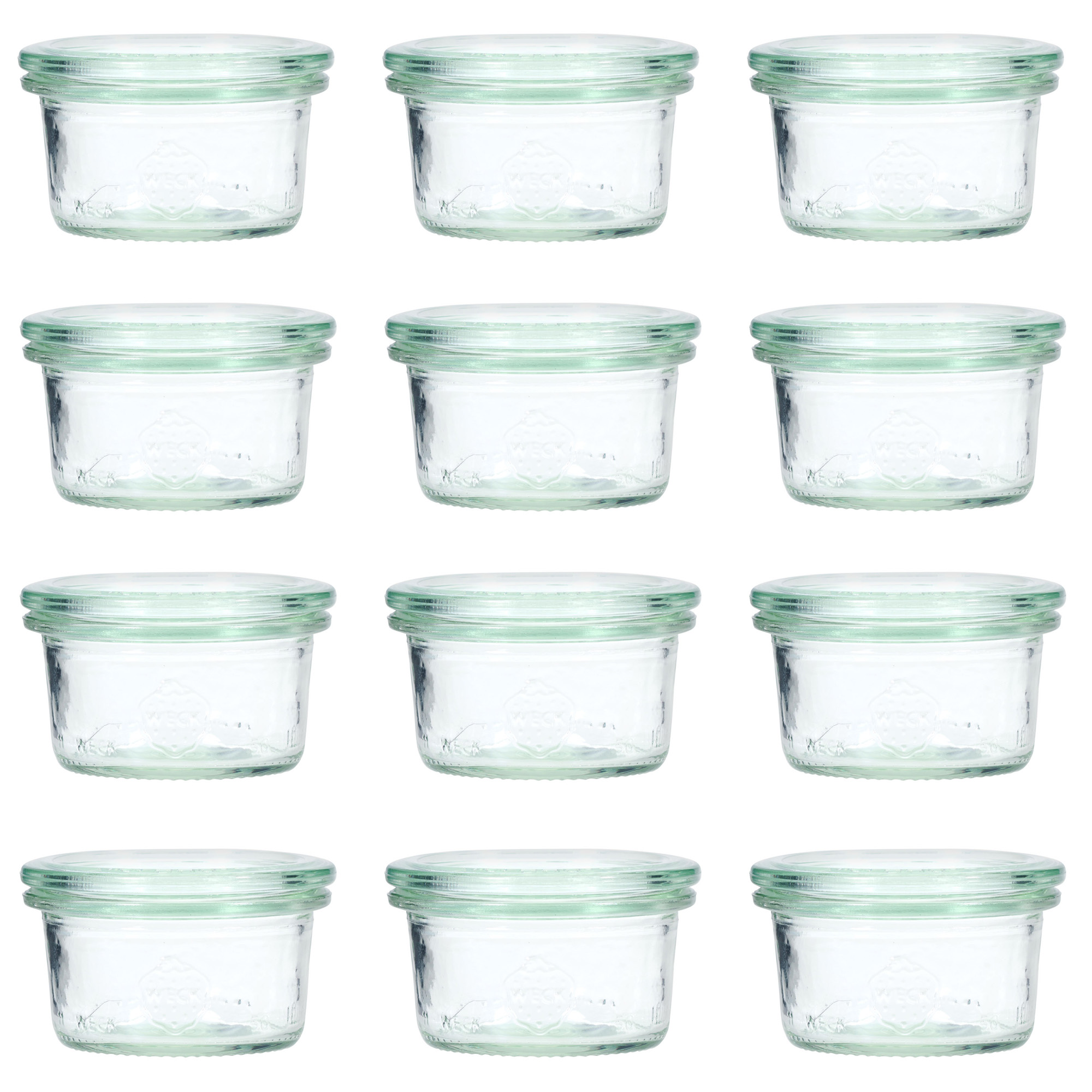 12x 50 ml vaso WECK a bocca larga con coperchio in vetro RR 60