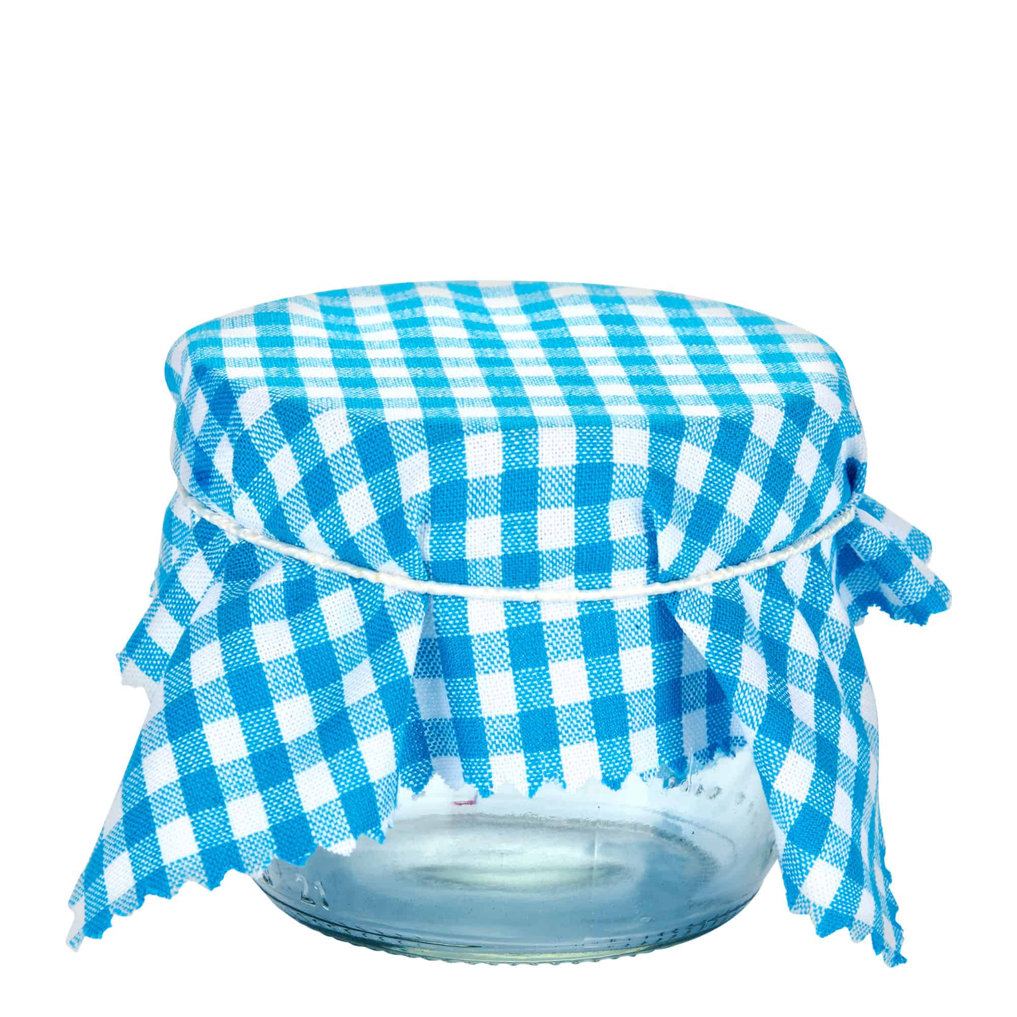 Copri vasetti in stoffa a quadretti 15x15, quadrati, tessuto, petrolio, imboccatura: TO58-TO82