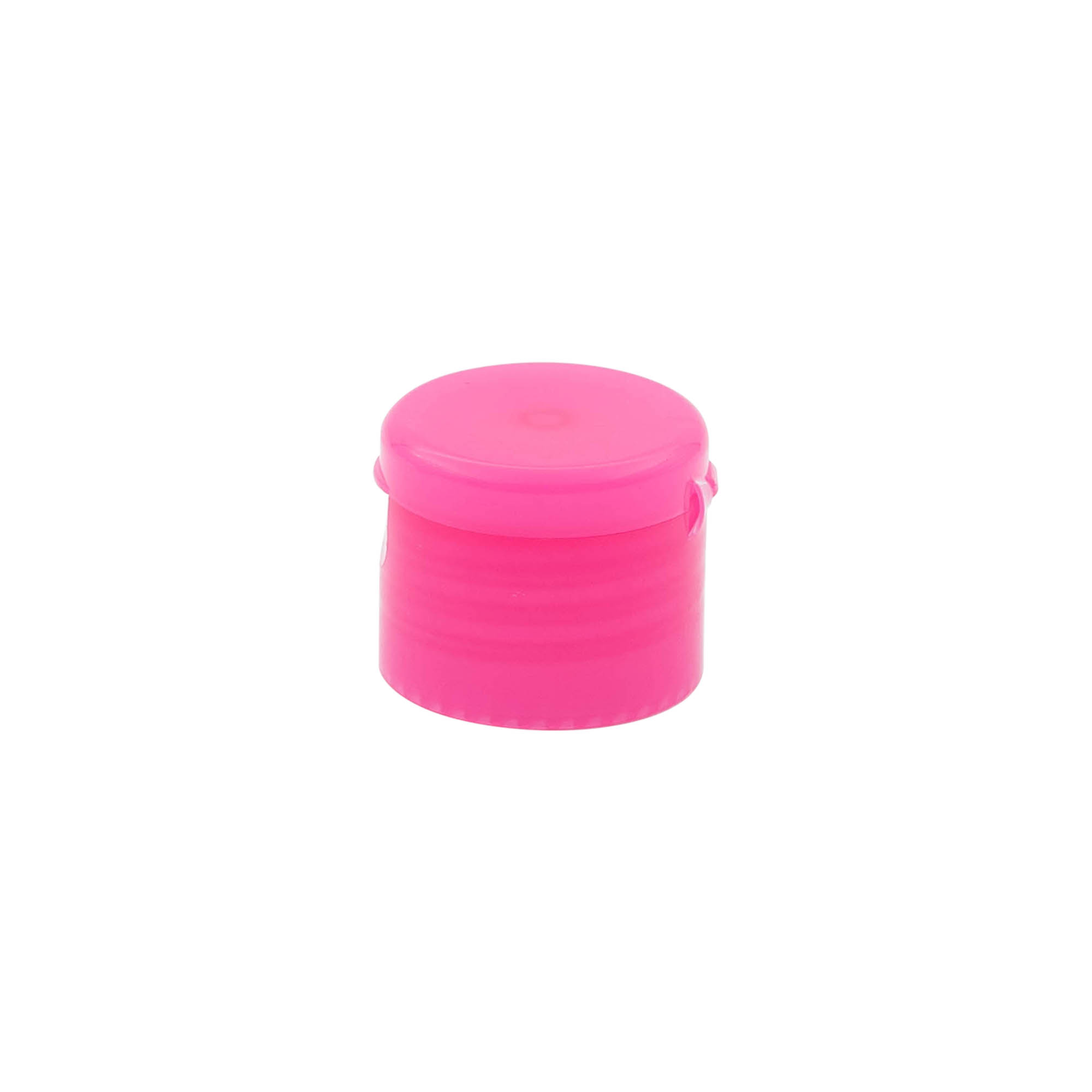 Chiusura a vite con cerniera a battente, plastica PP, rosa, per bocca: 24/410 Chiusura a vite con cerniera a battente, plastica PP, rosa, per bocca: 24/410