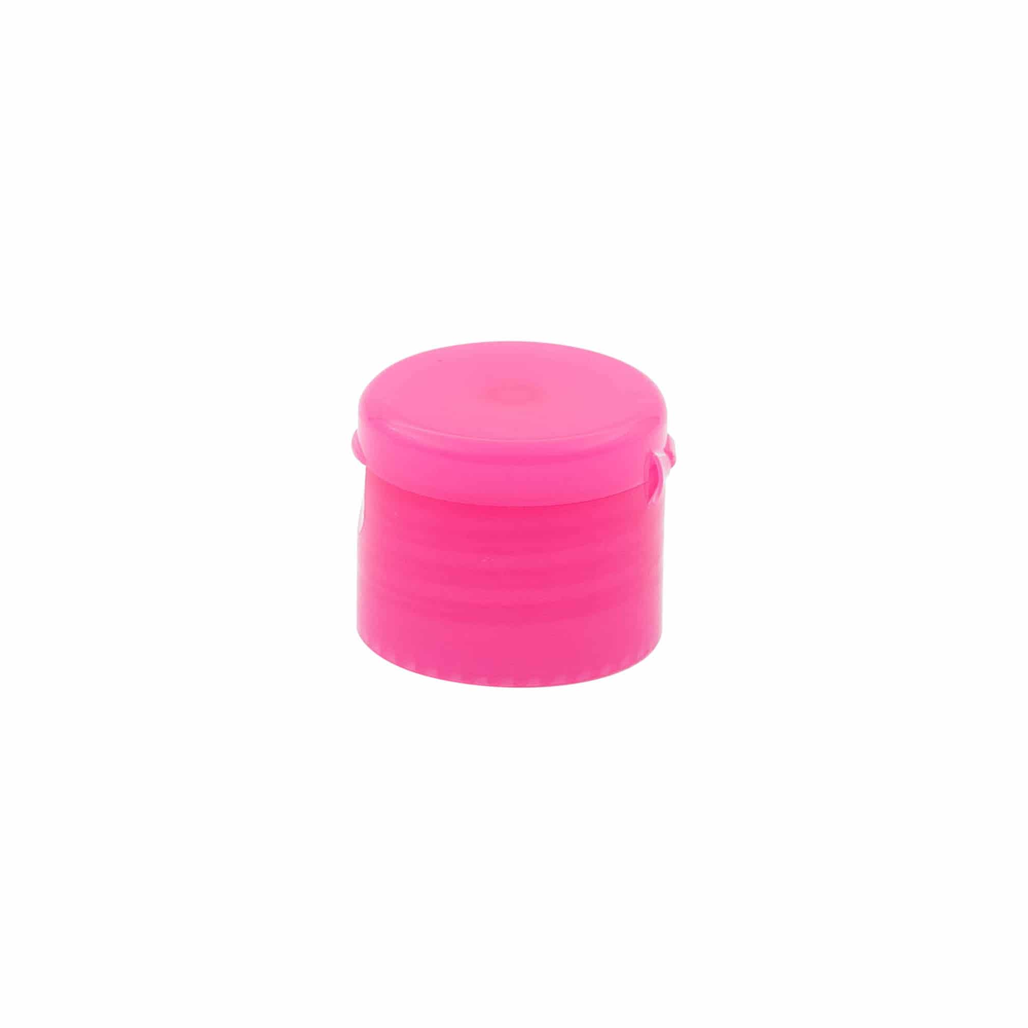 Chiusura a vite con cerniera a battente, plastica PP, rosa, per bocca: 24/410