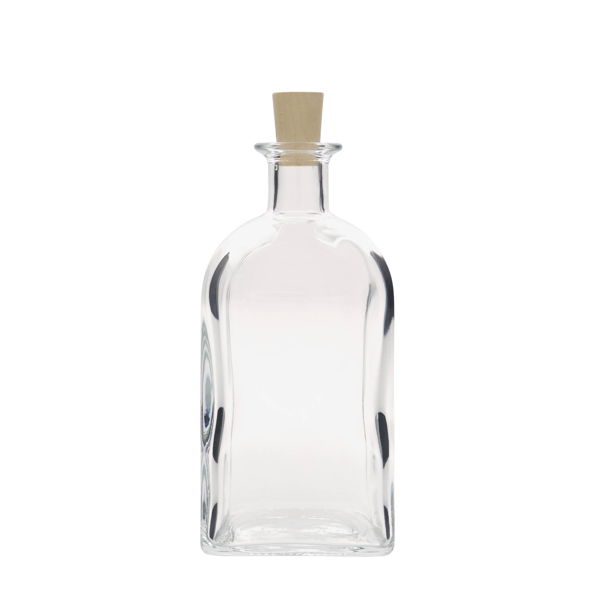 Bottiglia di vetro da 700 ml Apotheker Carré, quadrata, bocca: sughero Bottiglia di vetro da 700 ml Apotheker Carré, quadrata, bocca: sughero