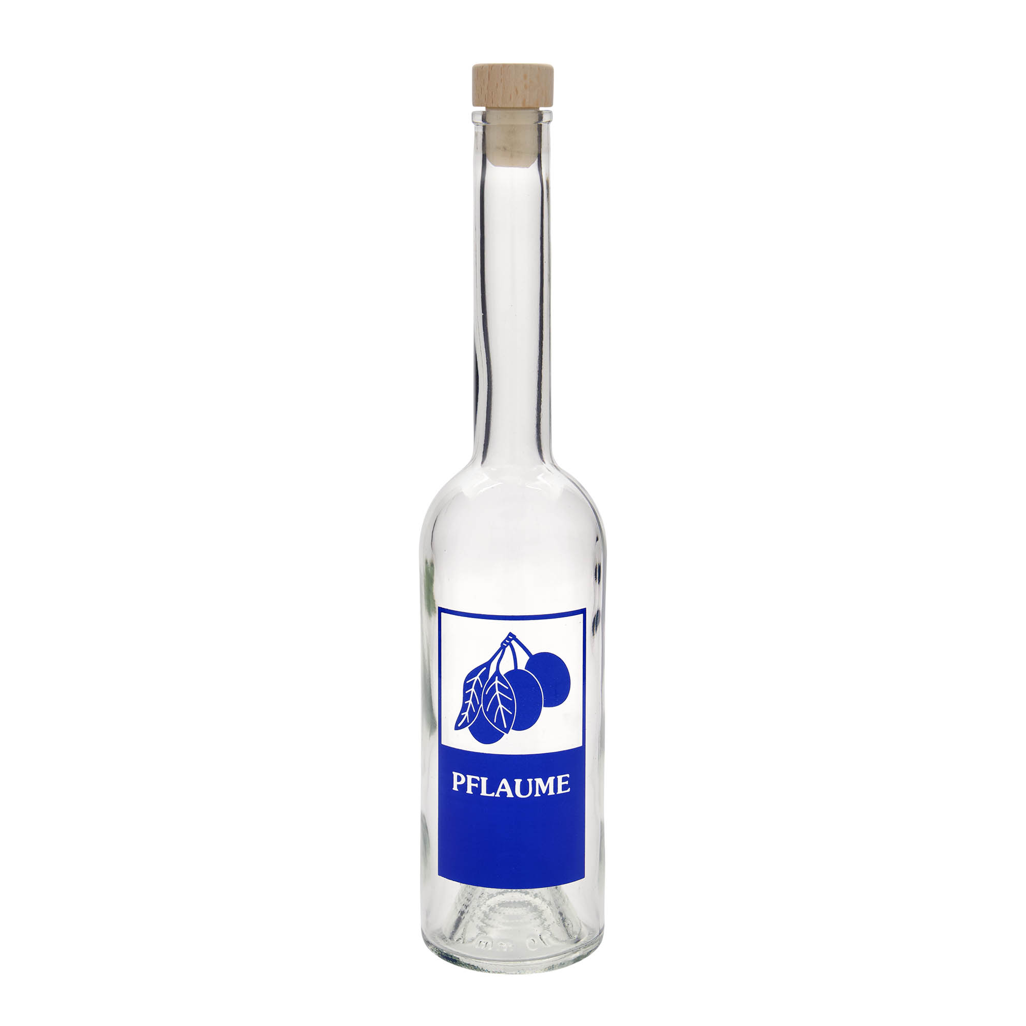Bottiglia di vetro da 500 ml 'Opera', motivo: prugna, bocca: sughero Bottiglia di vetro da 500 ml 'Opera', motivo: prugna, bocca: sughero