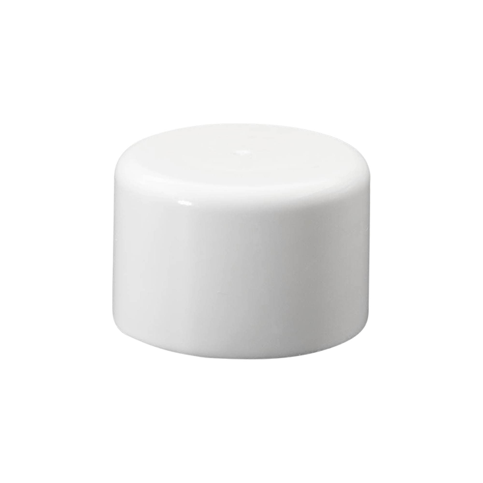 Tappo a vite per bottiglia rotonda con inserto a siringa, plastica PE, bianco, per bocca: GL 22