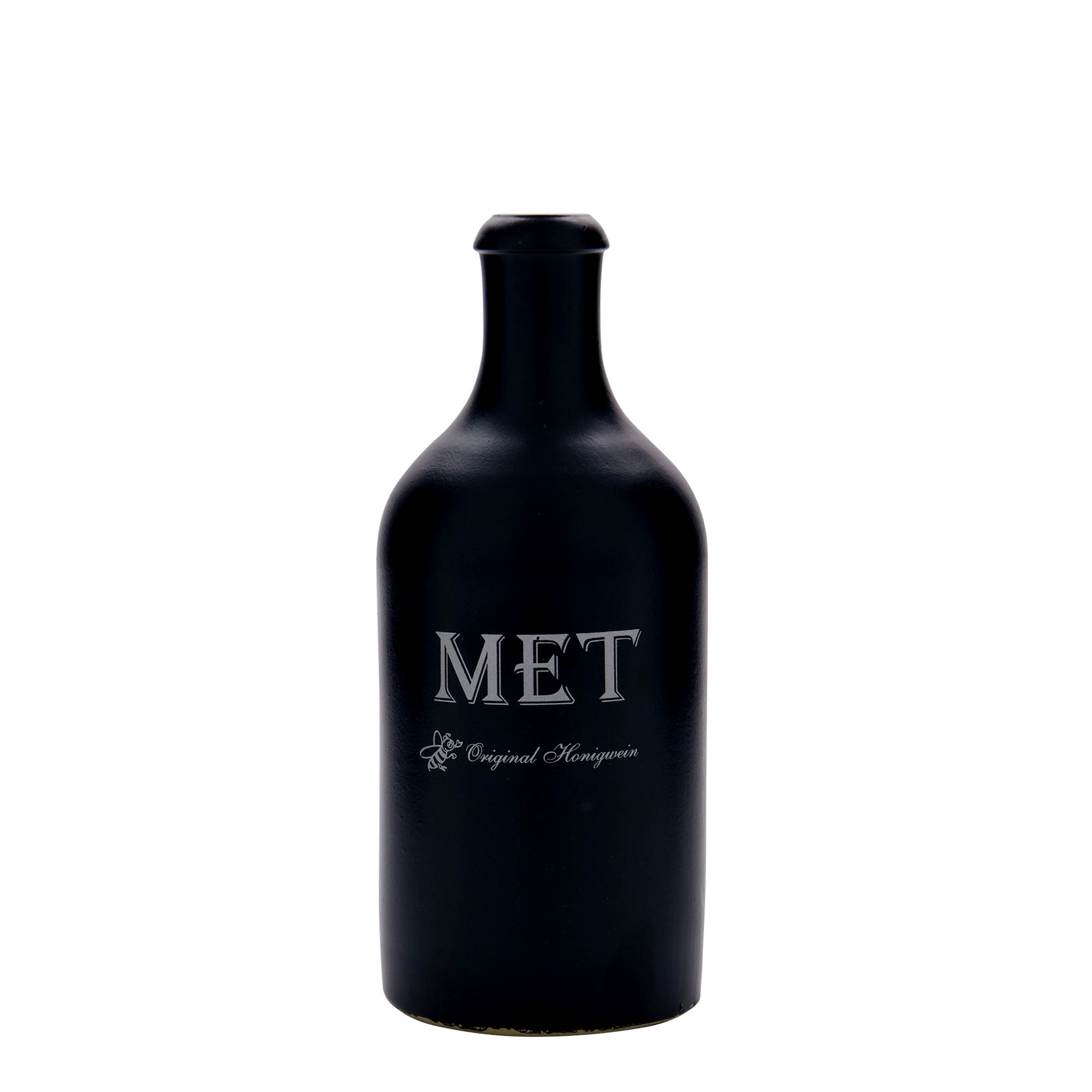 Boccale da 500 ml, motivo: idromele, gres, nero, bocca: sughero Boccale da 500 ml, motivo: idromele, gres, nero, bocca: sughero