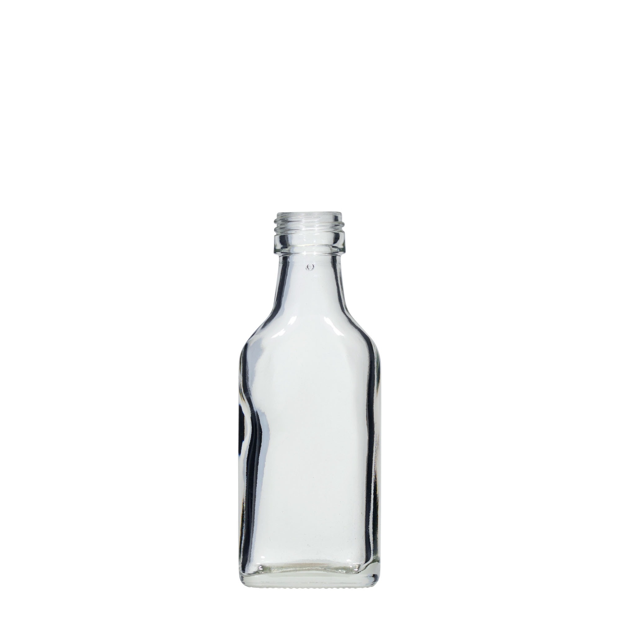 Bottiglia tascabile da 40 ml, rettangolare, bocca: PP 22 Bottiglia tascabile da 40 ml, rettangolare, bocca: PP 22