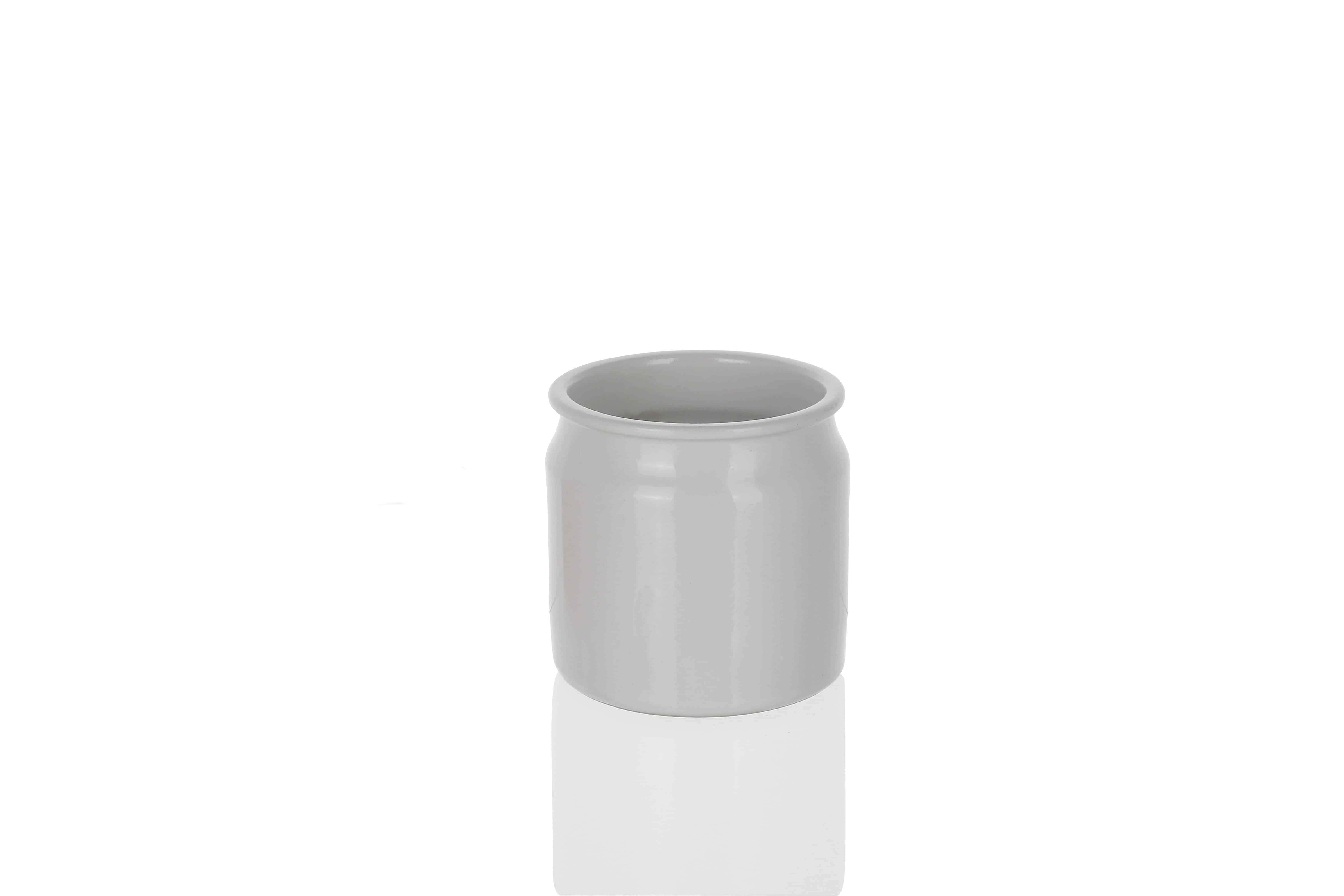 160 ml Vasetto in ceramica/grès, bianco, imboccatura: fascetta