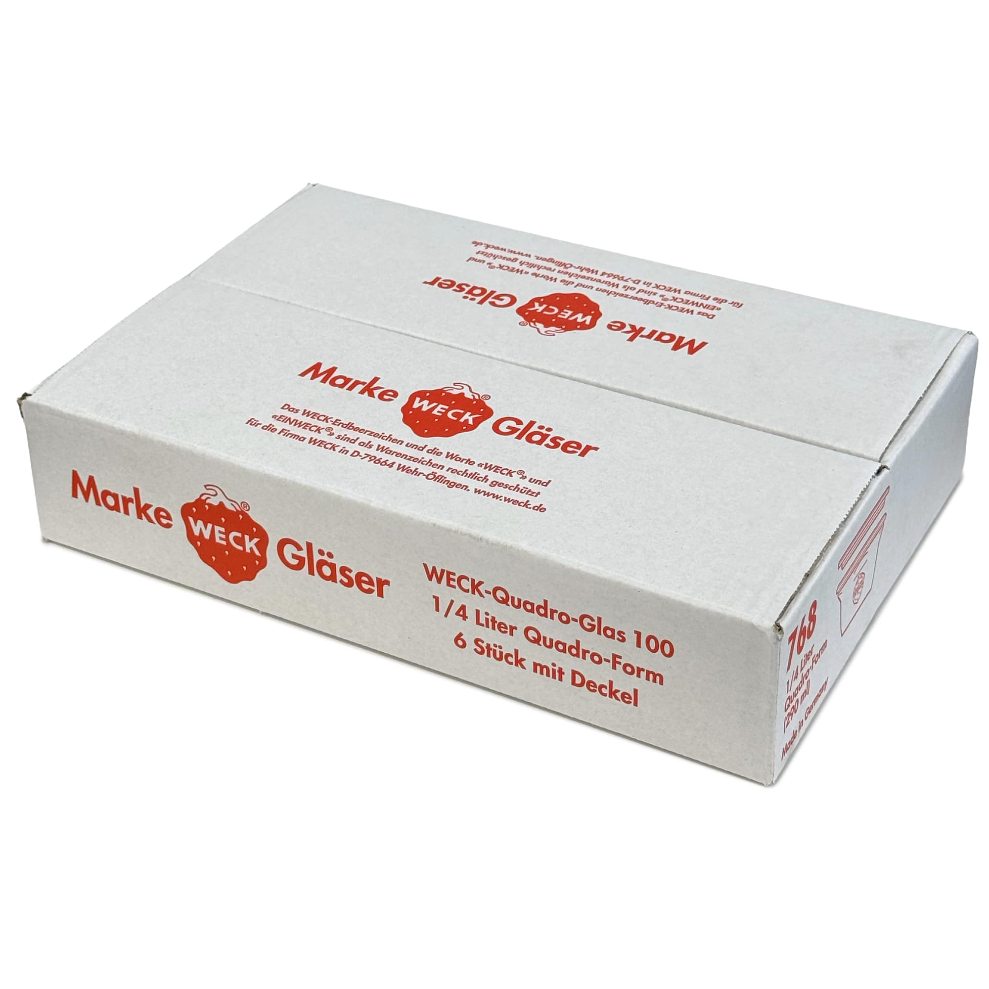 6x 290 ml WECK-Quadroglas con coperchio in vetro RR 100