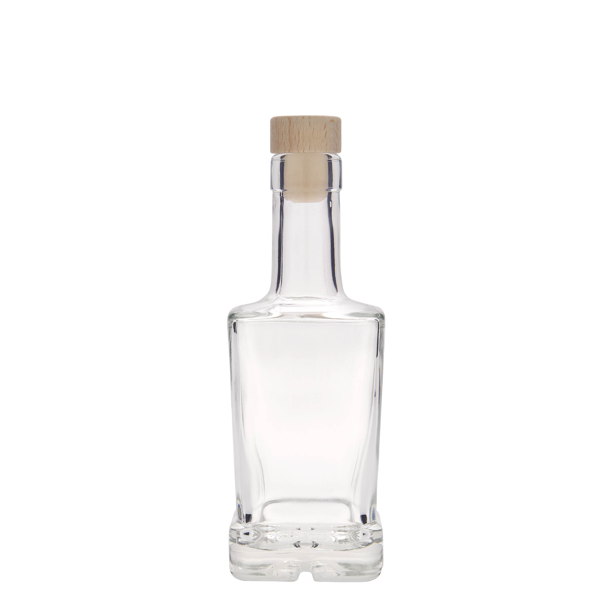 Bottiglia di vetro da 250 ml 'Rene', quadrata, bocca: sughero Bottiglia di vetro da 250 ml 'Rene', quadrata, bocca: sughero