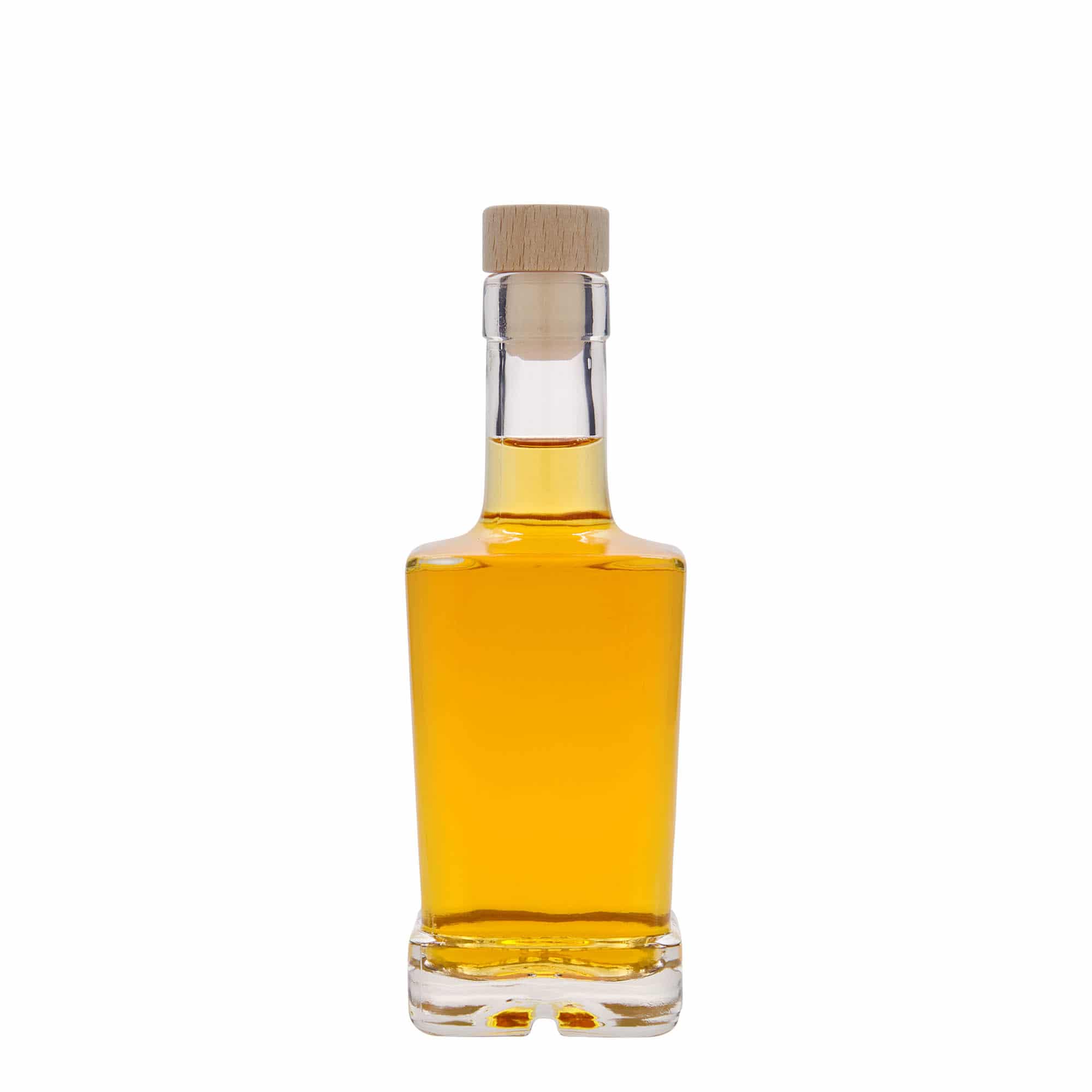 250 ml Bottiglia di vetro 'Rene', quadrata, vetro, imboccatura: fascetta