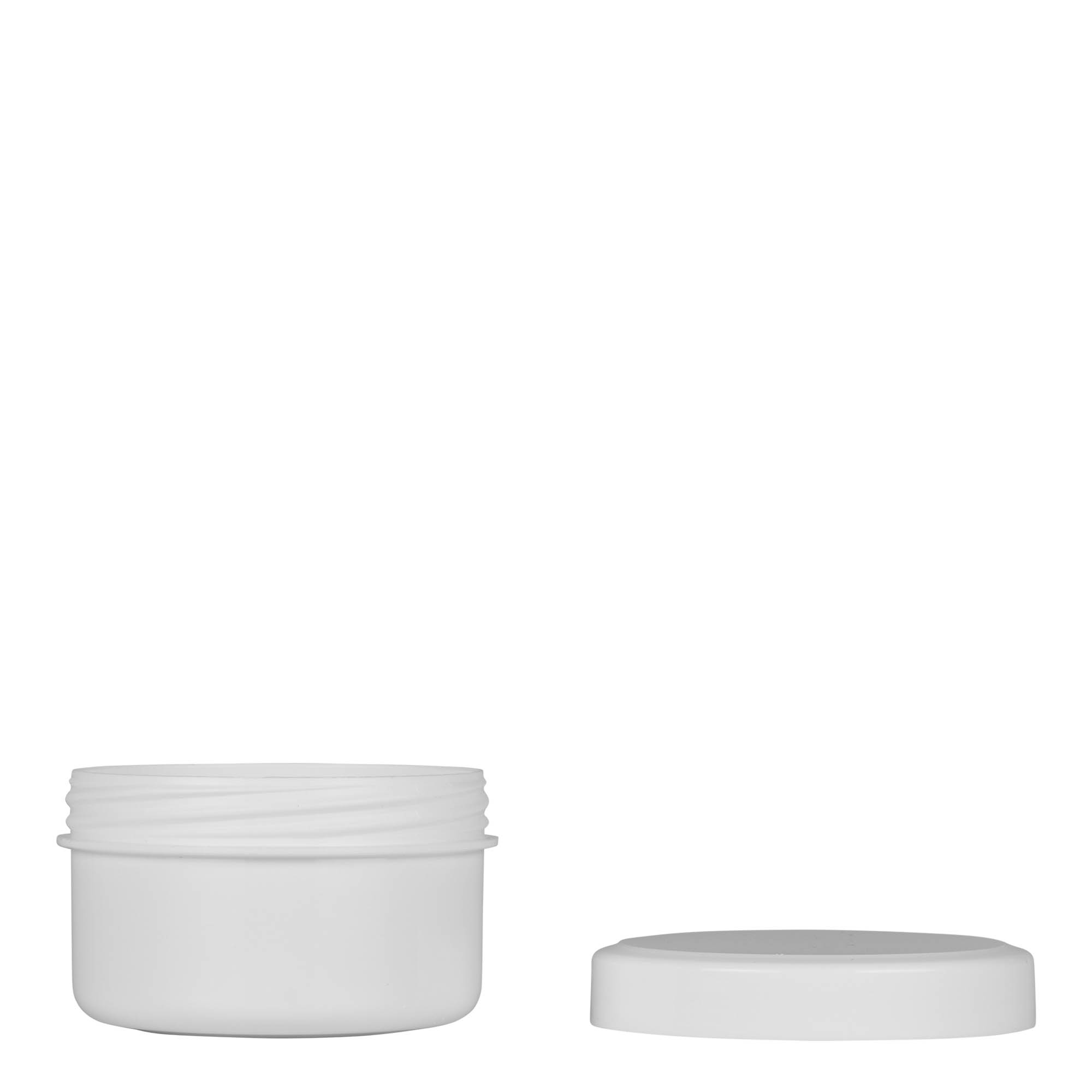 60 ml barattolo in plastica 'White Line', PP, bianco, apertura: chiusura a vite 60 ml barattolo in plastica 'White Line', PP, bianco, apertura: chiusura a vite