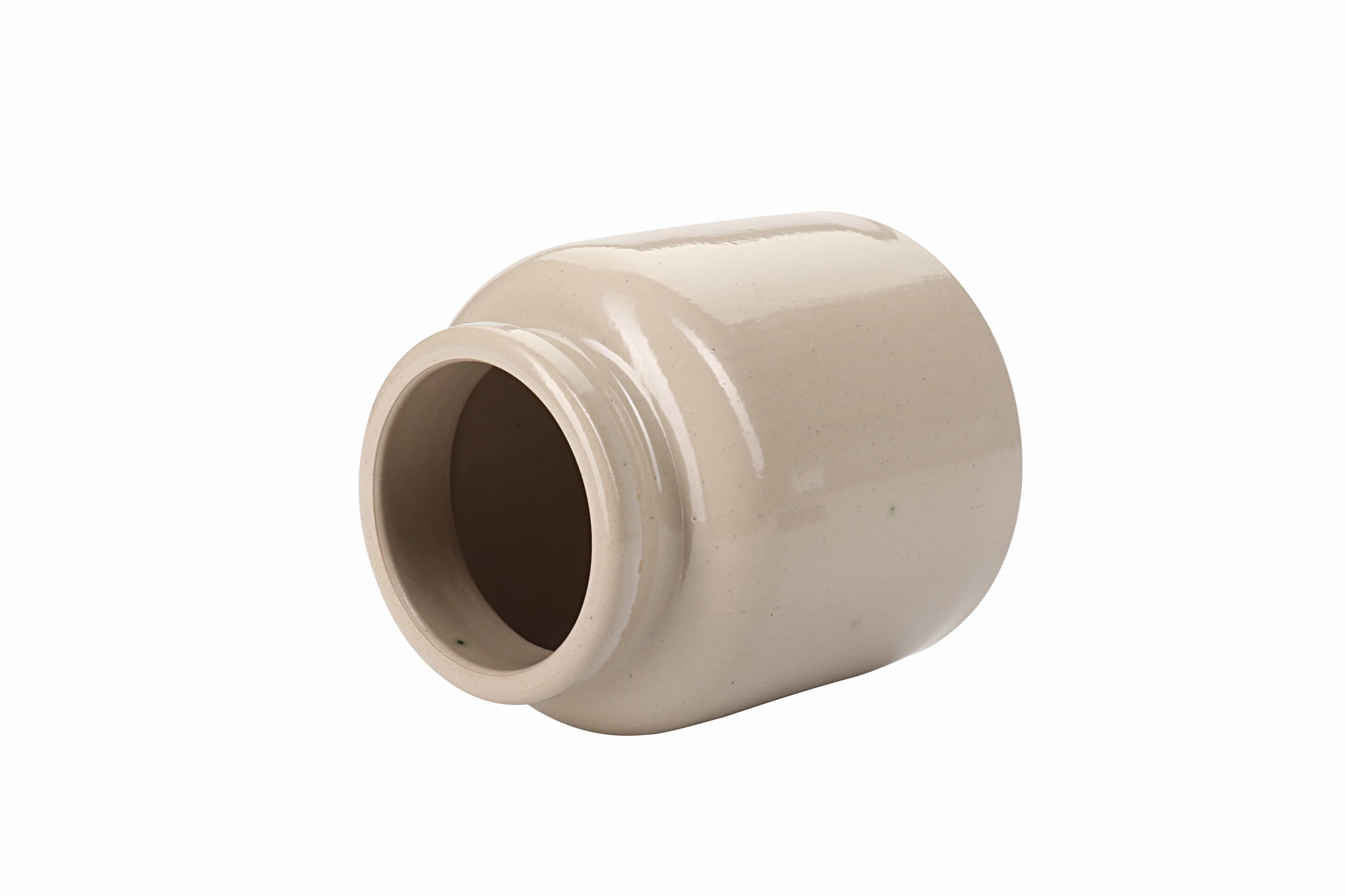 Vaso in gres da 270 ml, ceramica, beige, bocca: coperchio a calotta