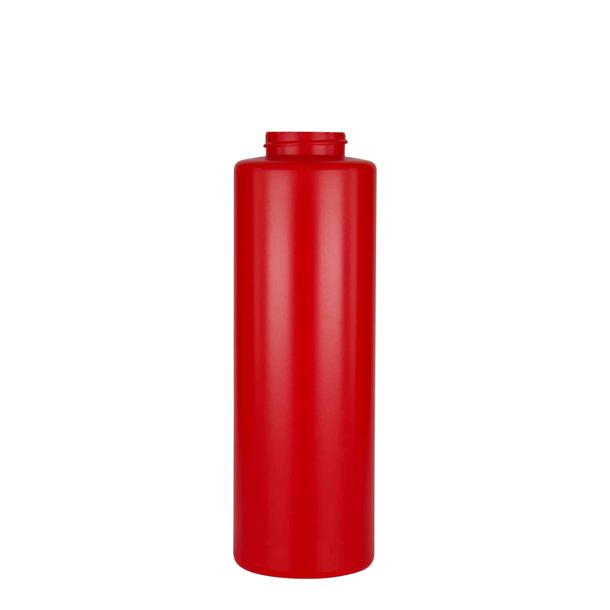 500 ml Bottiglia per salse, plastica LDPE, rosso, imboccatura: GPI 38/400