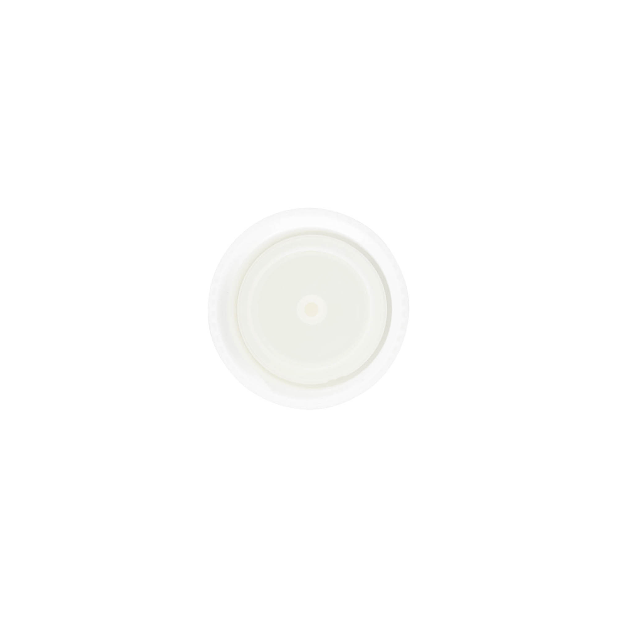 Tappo a vite con inserto per siringa, plastica PP, bianco, per bocca: 24/410 Tappo a vite con inserto per siringa, plastica PP, bianco, per bocca: 24/410