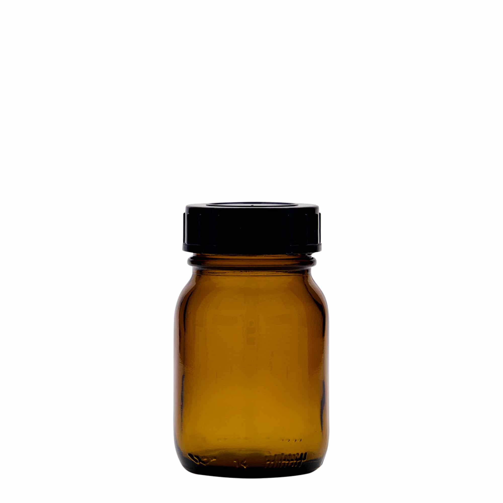 75 ml Vasetto di vetro a bocca larga, marrone, imboccatura: DIN 40