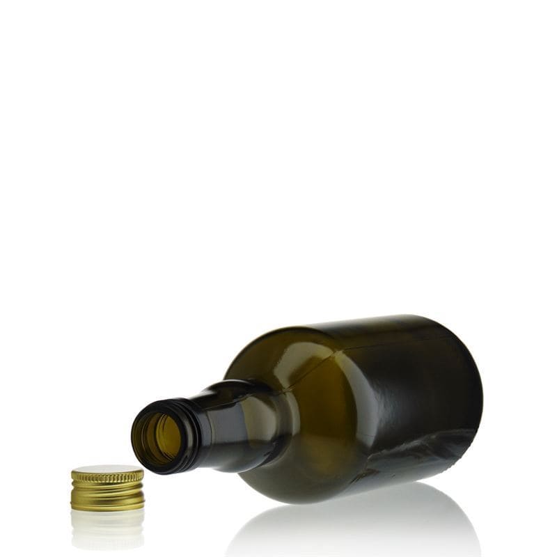 Bottiglia di vetro da 500 ml 'Olona', verde antico, bocca: PP 31,5