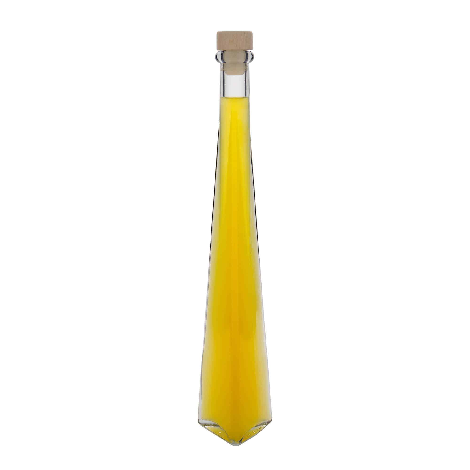 200 ml Bottiglia di vetro 'Dama triangolare', triangolare, imboccatura: fascetta