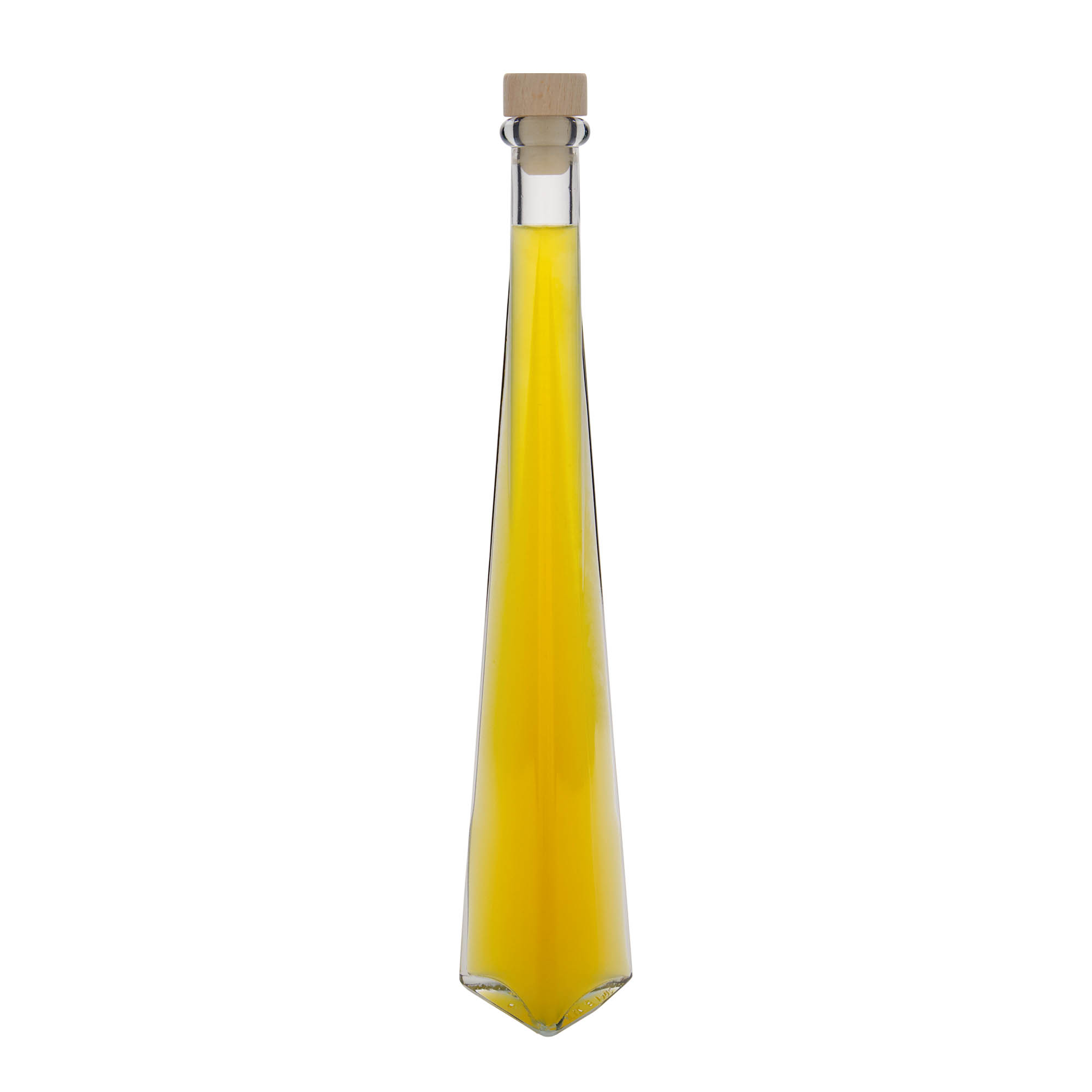 Bottiglia di vetro da 200 ml 'Dama Triangolore', triangolare, bocca: sughero Bottiglia di vetro da 200 ml 'Dama Triangolore', triangolare, bocca: sughero