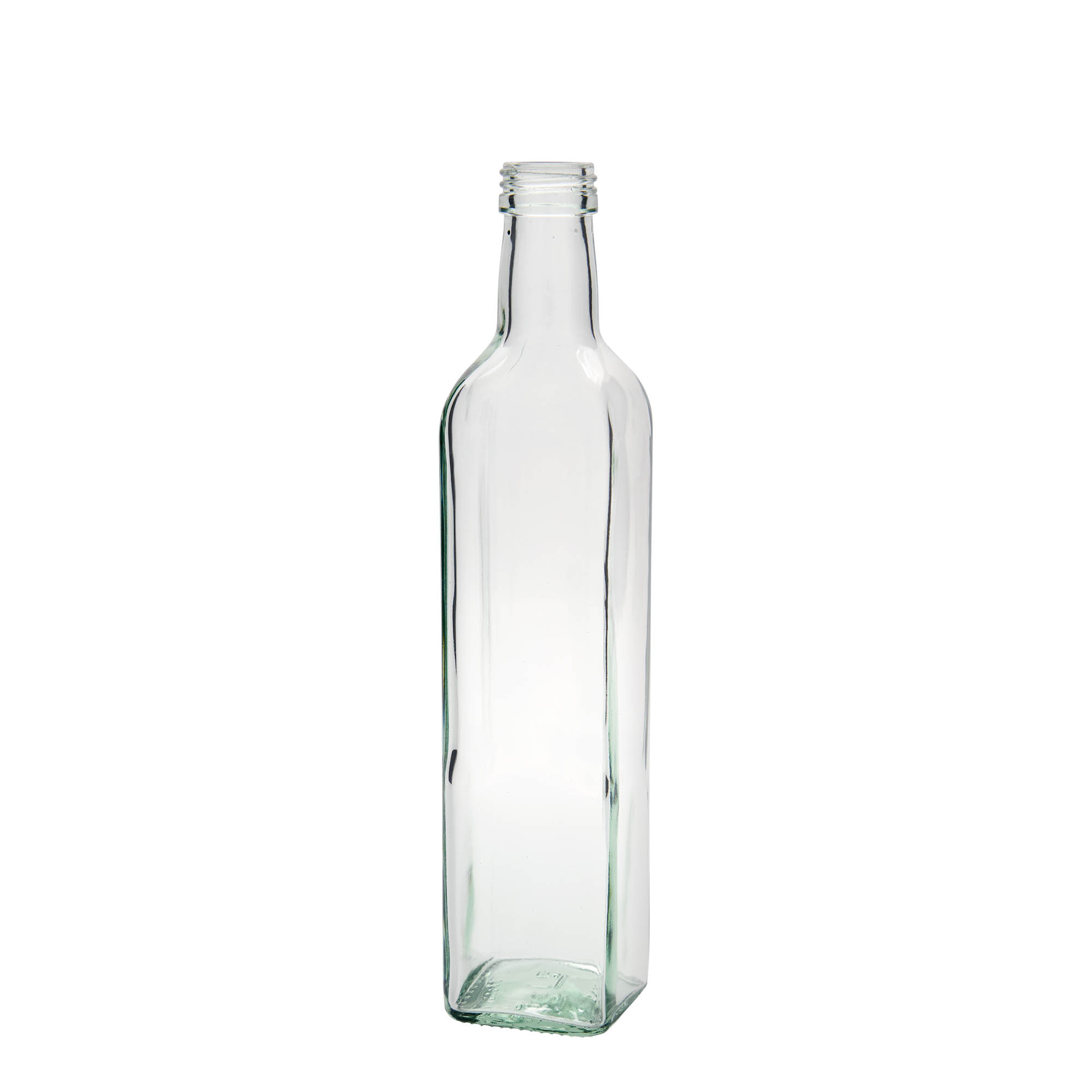 Bottiglia di vetro da 500 ml 'Marasca', quadrata, bocca: PP 31,5 Bottiglia di vetro da 500 ml 'Marasca', quadrata, bocca: PP 31,5