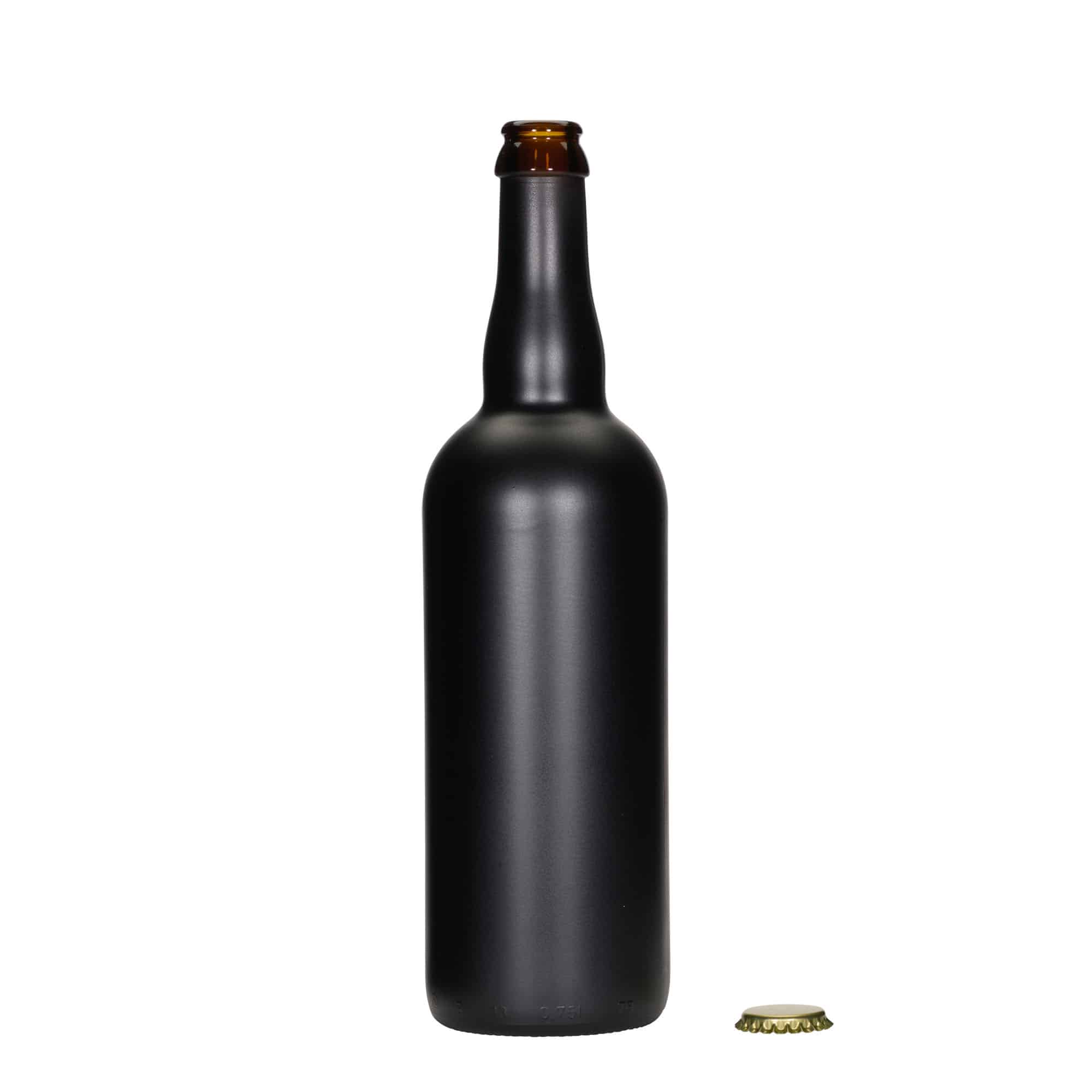 Bottiglia di birra da 750 ml Belgio, vetro, nera, bocca: tappo a corona