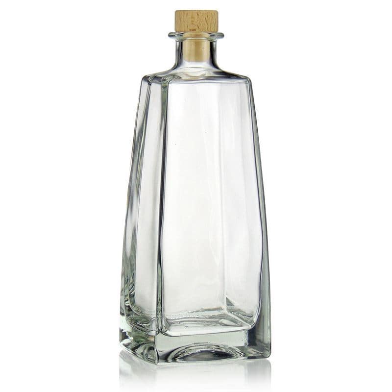 700 ml Bottiglia di vetro 'Timmy', rettangolare, imboccatura: fascetta