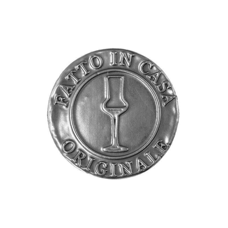 Etichetta in stagno 'Fatto in Casa', rotonda, metallo, argento Etichetta in stagno 'Fatto in Casa', rotonda, metallo, argento