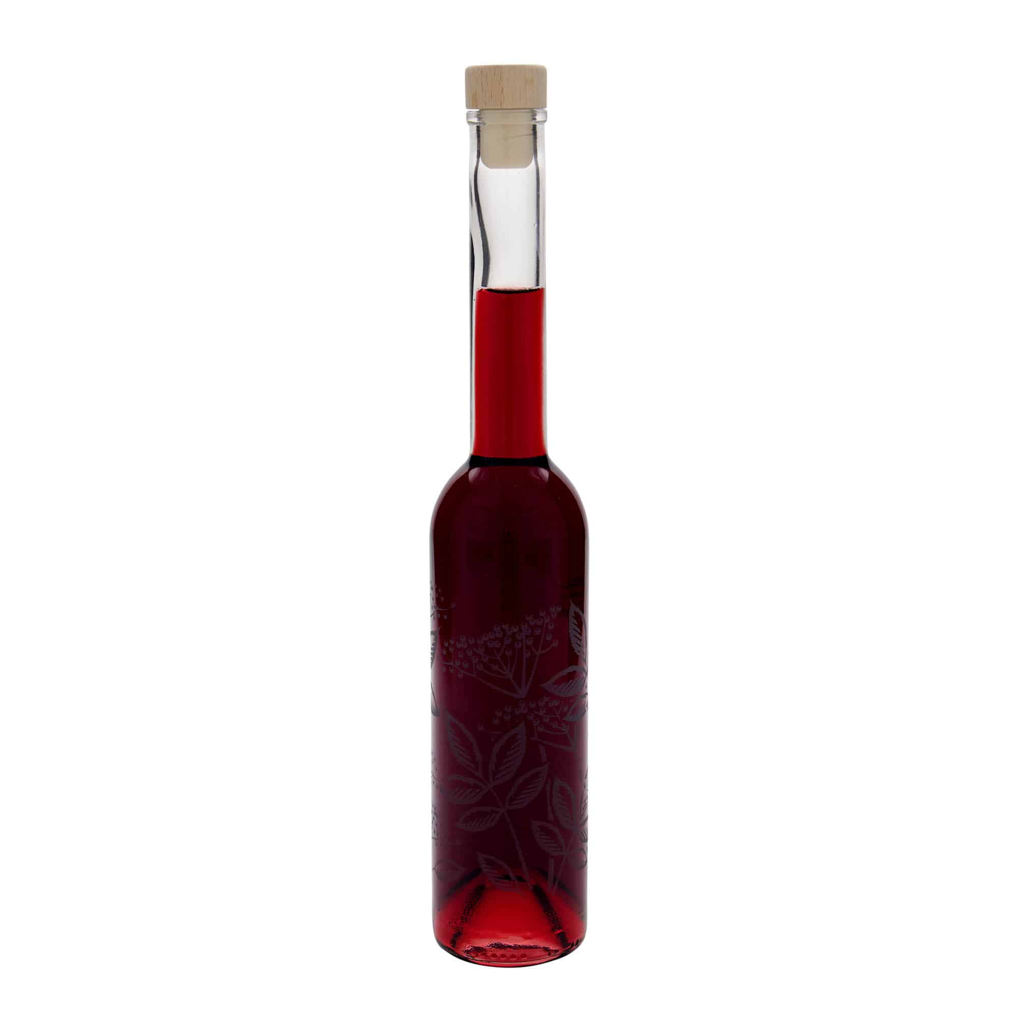 350 ml Bottiglia di vetro 'Opera', motivo: Sambuco, imboccatura: fascetta
