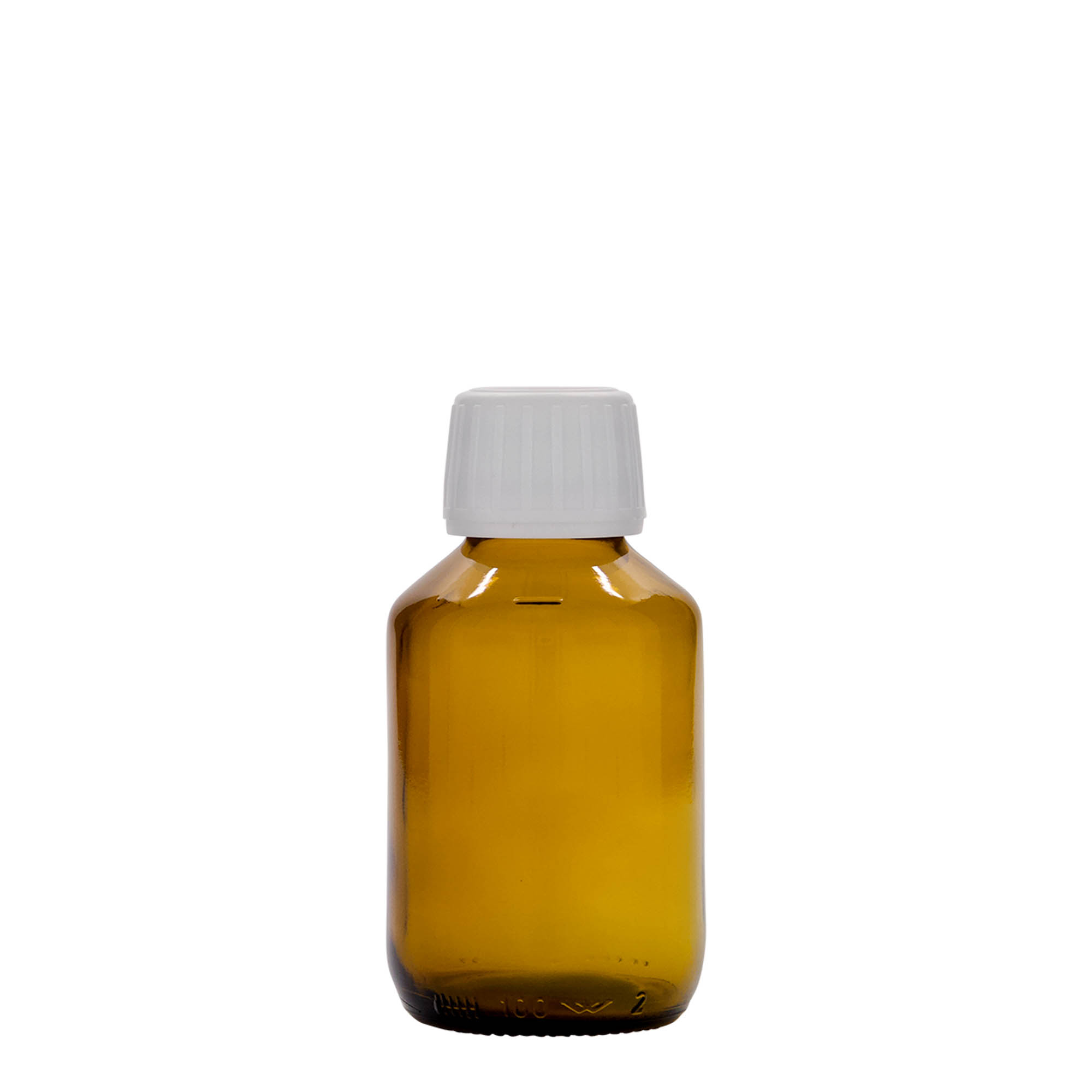 100 ml bottiglia medicinale, marrone, vetro, bocca: PP 28