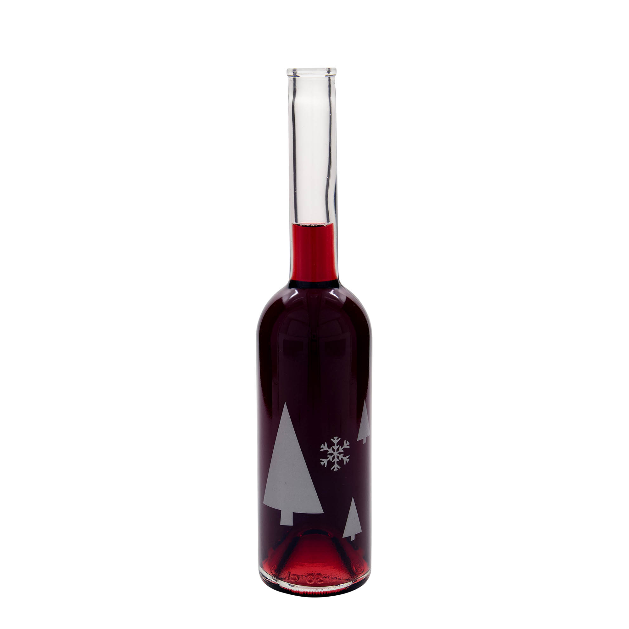Bottiglia di vetro da 500 ml 'Opera', motivo: fiocchi di neve, bocca: sughero Bottiglia di vetro da 500 ml 'Opera', motivo: fiocchi di neve, bocca: sughero