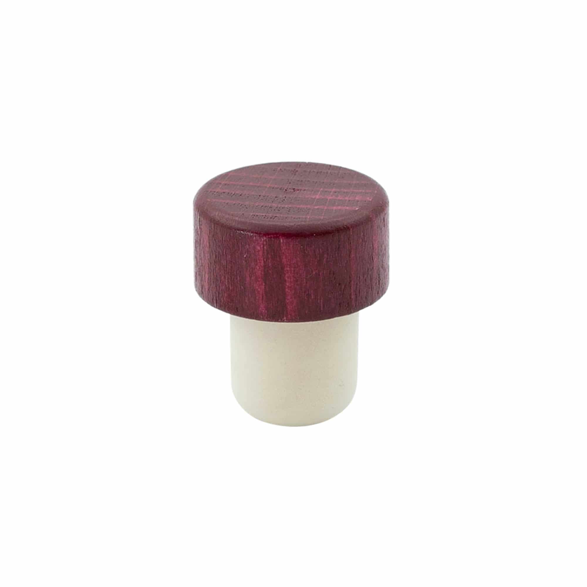 Tappo a fungo 19 mm, legno, bordeaux, per imboccatura: fascetta