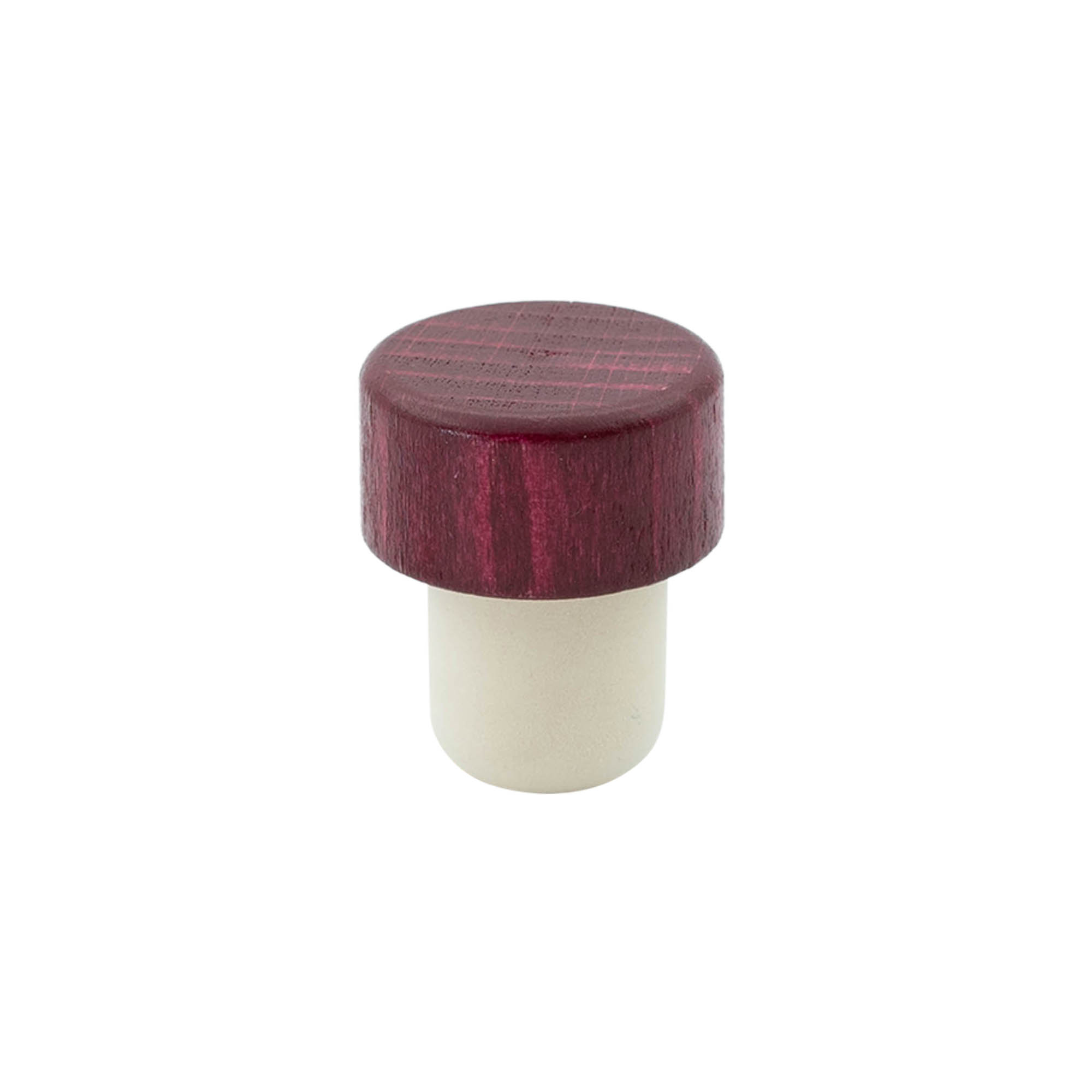 Tappo a manico 19 mm, legno/plastica, bordeaux, per bocca: sughero
