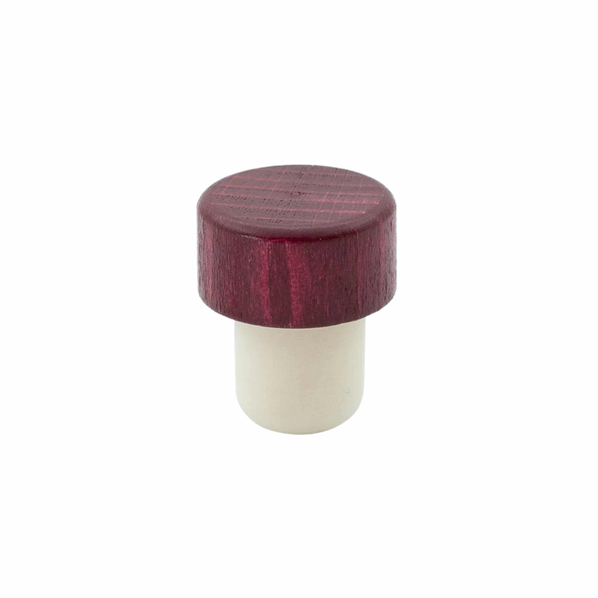 Tappo a manico 19 mm, legno/plastica, bordeaux, per bocca: sughero