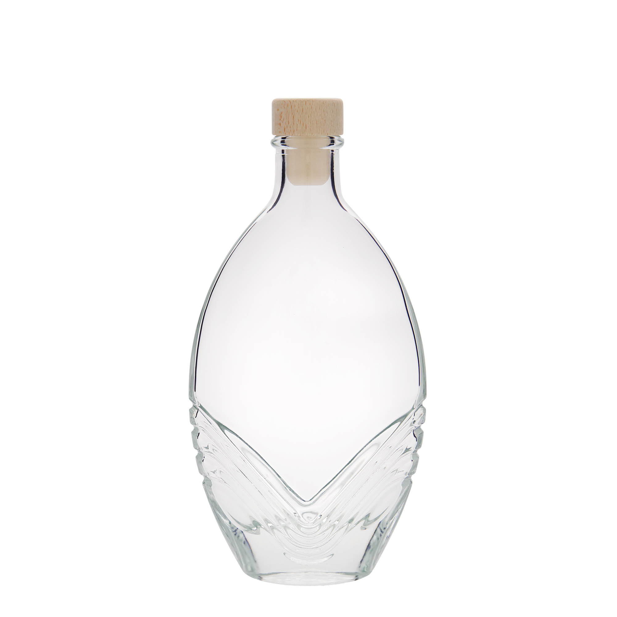 Bottiglia di vetro da 200 ml 'Florence', ovale, bocca: sughero Bottiglia di vetro da 200 ml 'Florence', ovale, bocca: sughero