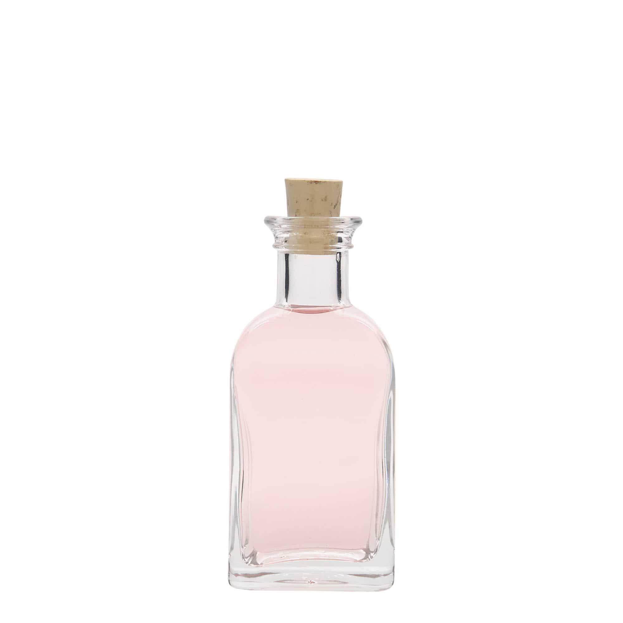 Bottiglia di vetro da 100 ml Apotheker Carré, quadrata, bocca: tappo di sughero