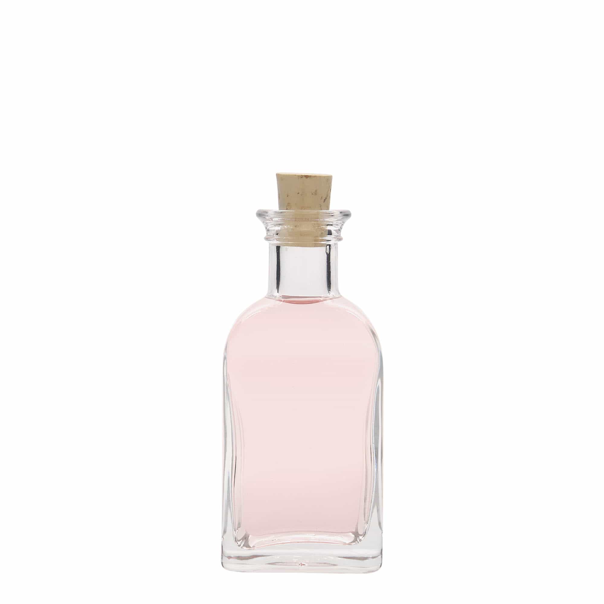 Bottiglia di vetro da 100 ml Apotheker Carré, quadrata, bocca: tappo di sughero