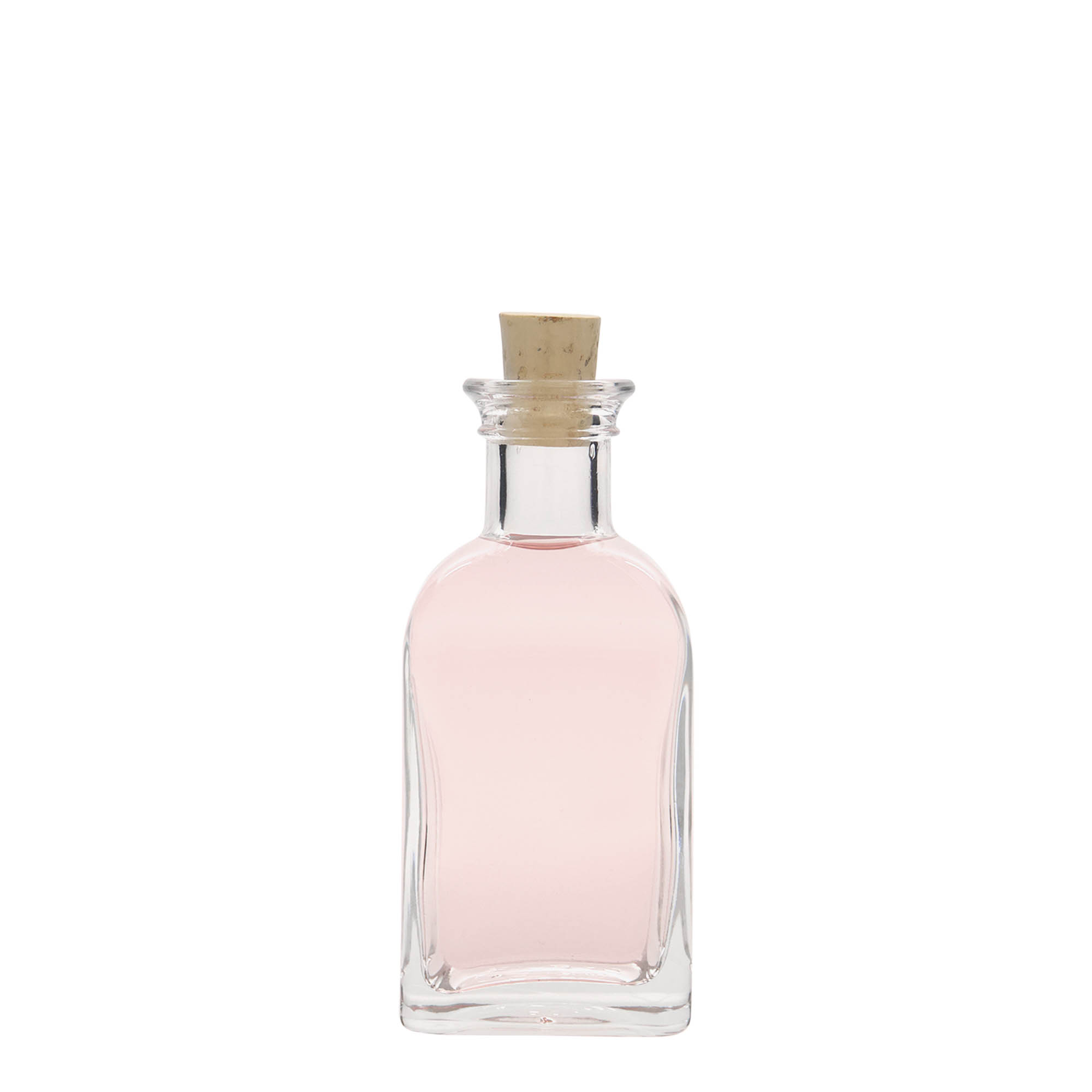Bottiglia di vetro da 100 ml Apotheker Carré, quadrata, bocca: tappo di sughero Bottiglia di vetro da 100 ml Apotheker Carré, quadrata, bocca: tappo di sughero