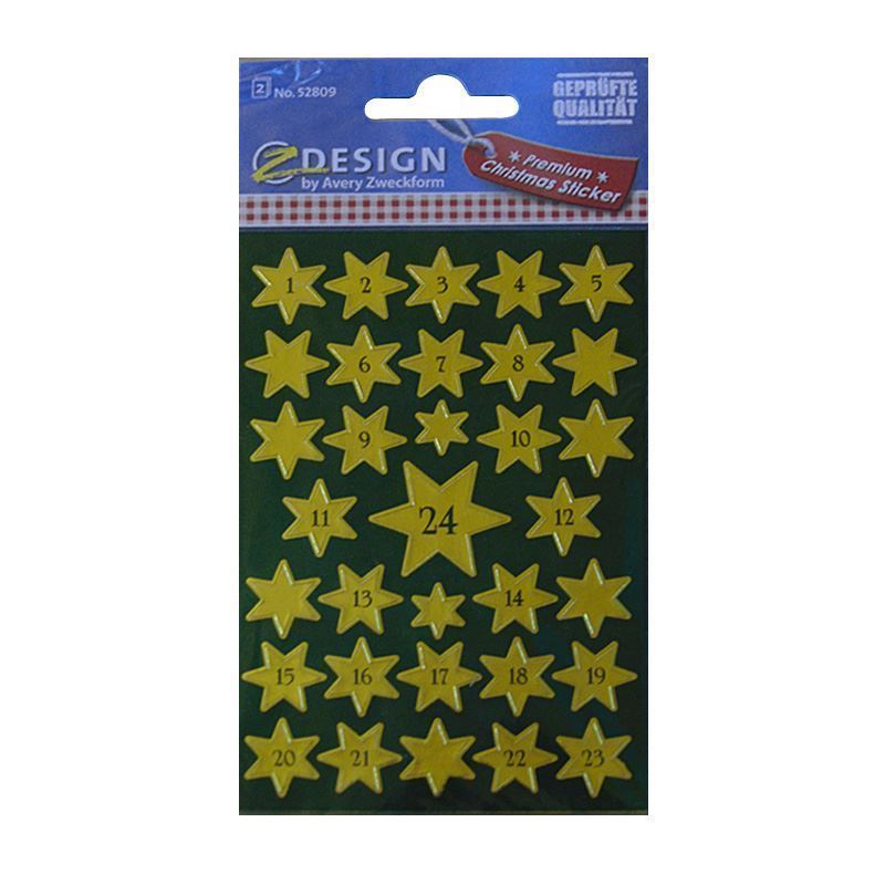 Adesivi Zweckform 'Calendario dell'Avvento 1-24', carta, oro