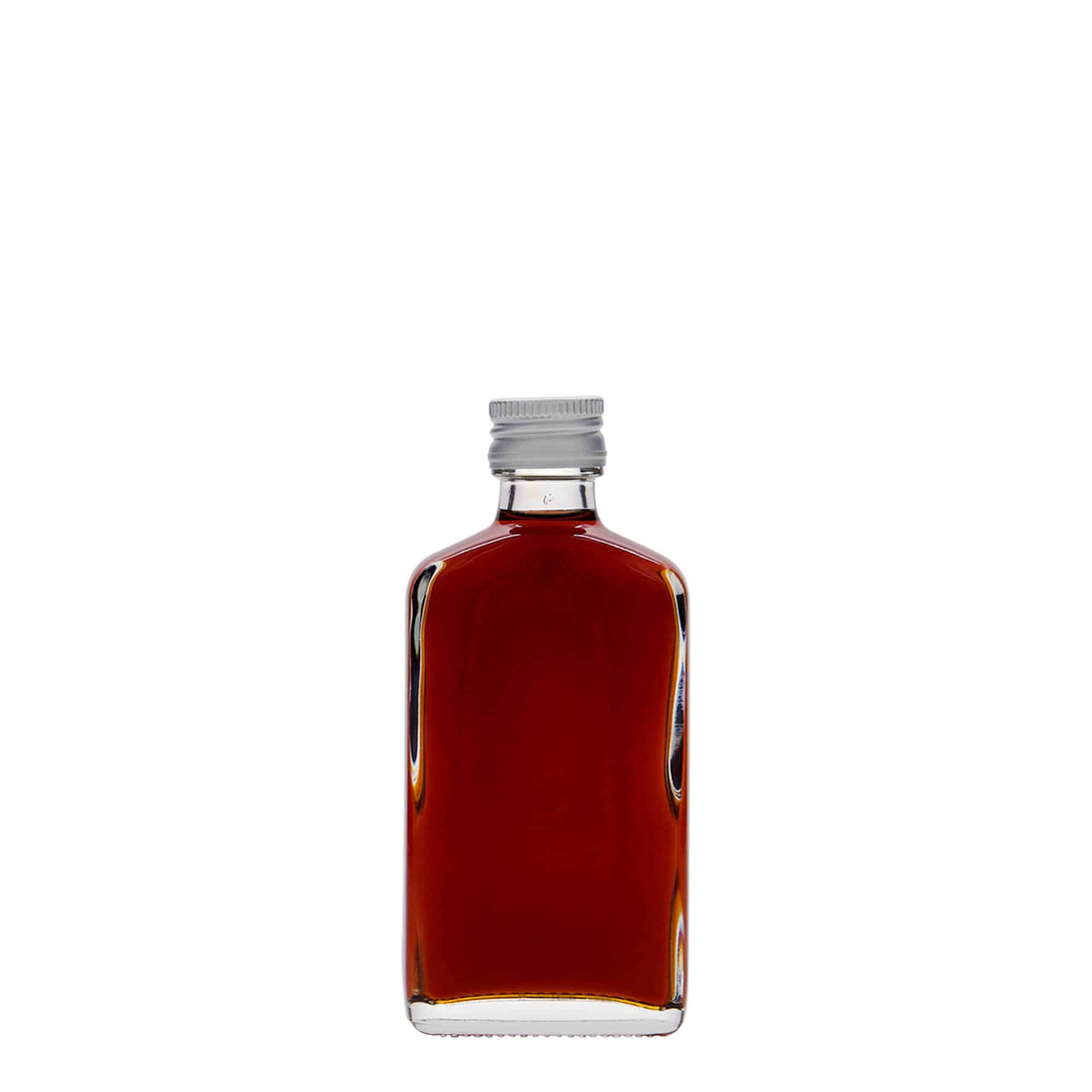 50 ml Fiaschetta tascabile, rettangolare, vetro, imboccatura: PP 18