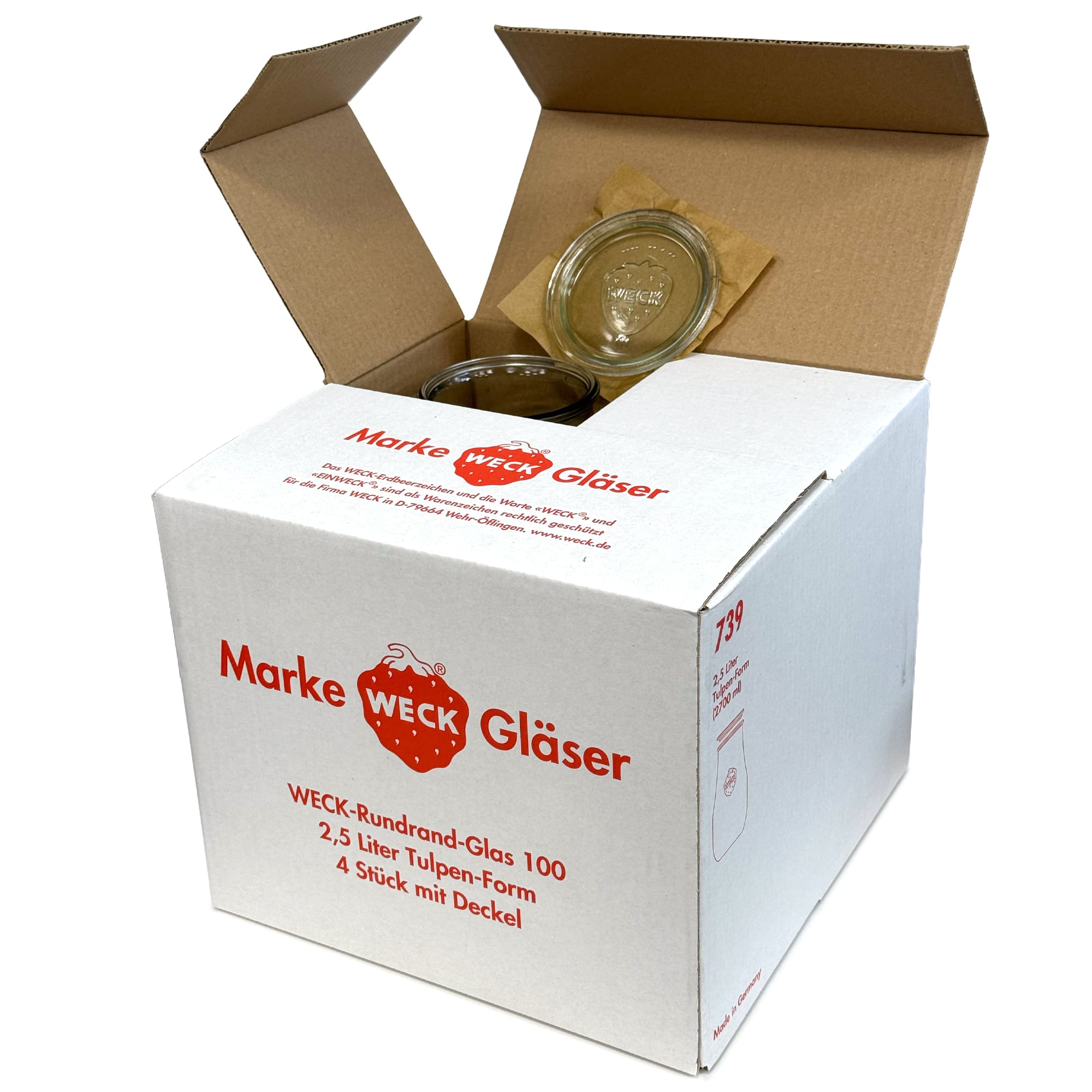 4x 2700 ml vaso WECK a tulipano con coperchio in vetro RR 100