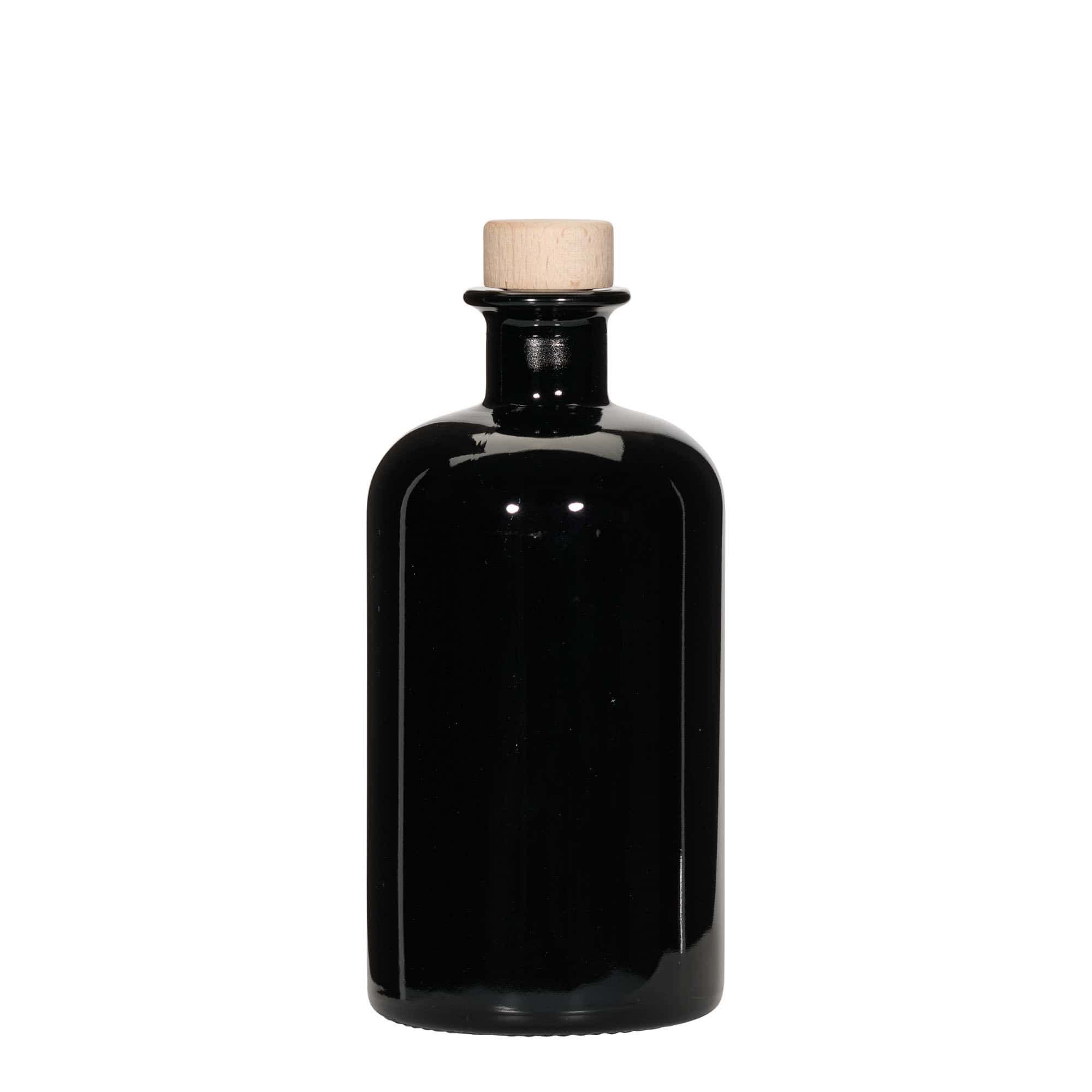 500 ml Bottiglia da farmacia, vetro, nero, imboccatura: fascetta