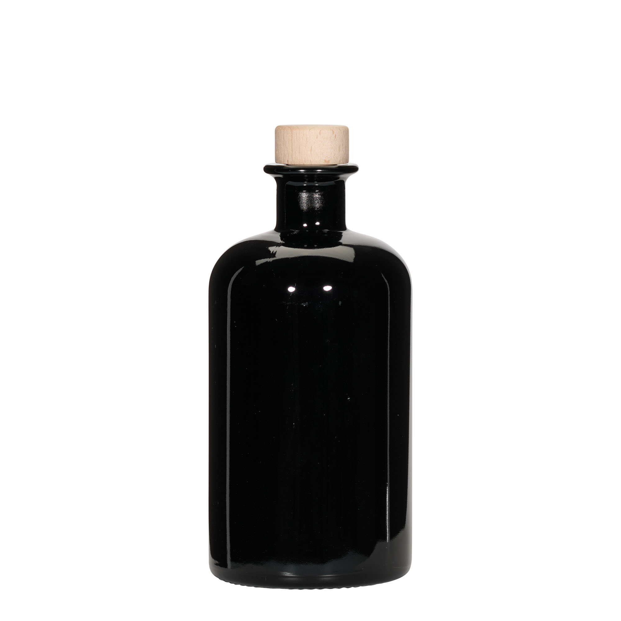 Bottiglia di vetro da 500 ml, farmacia, nera, bocca: sughero