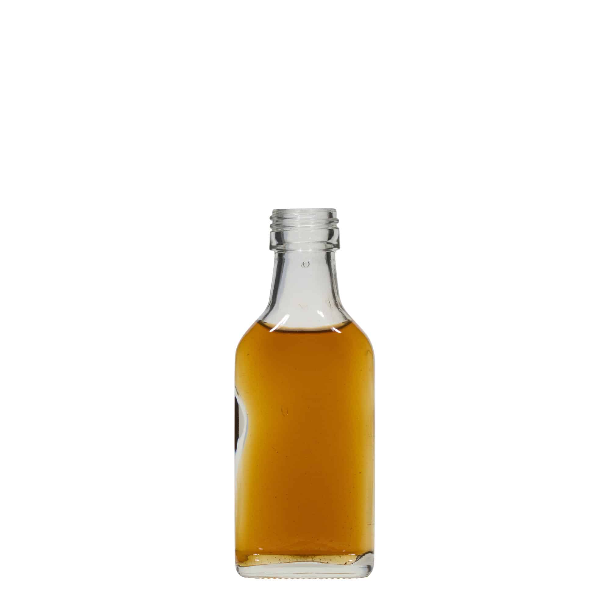40 ml Fiaschetta tascabile, rettangolare, vetro, imboccatura: PP 22