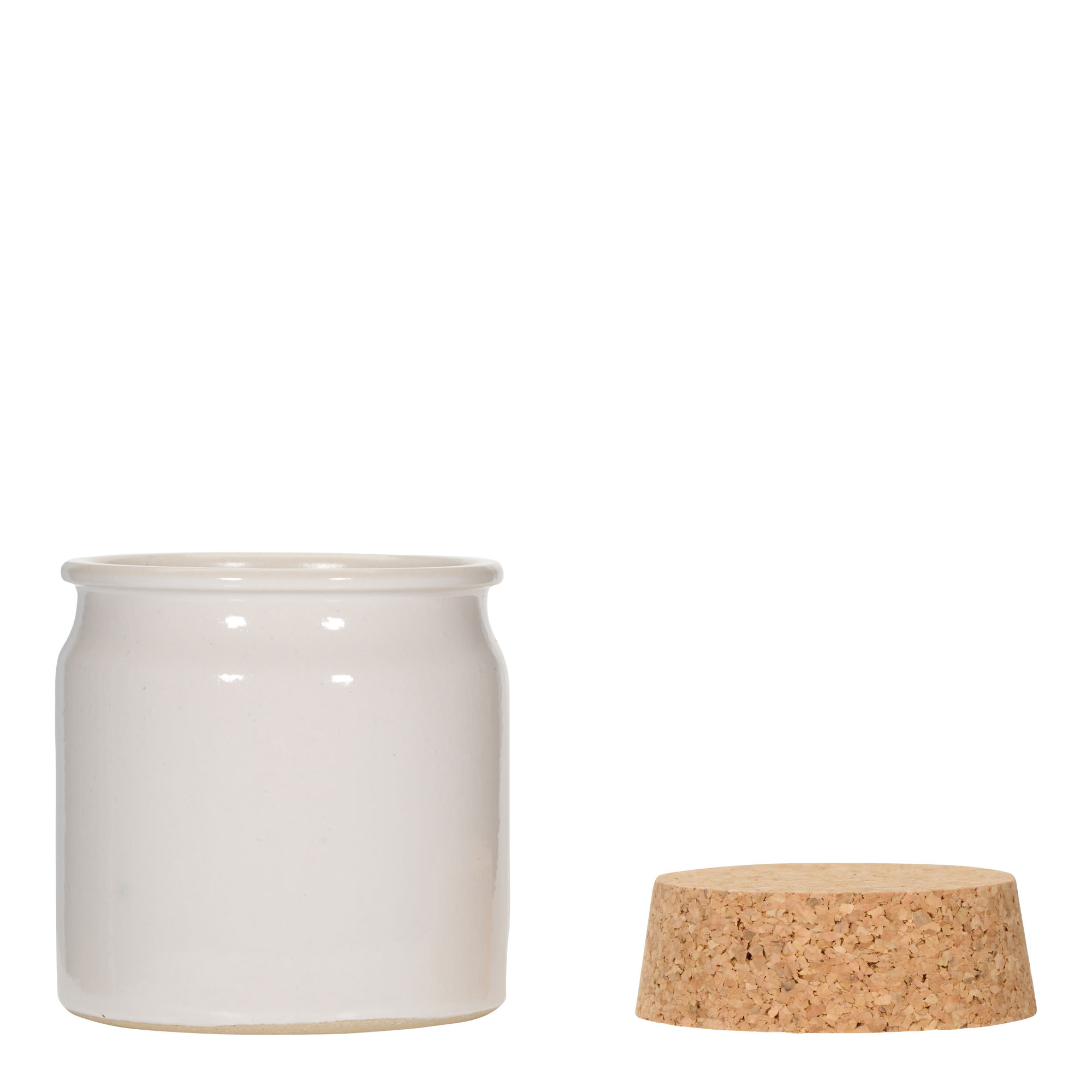 Vaso in gres da 160 ml, ceramica, bianco, bocca: sughero