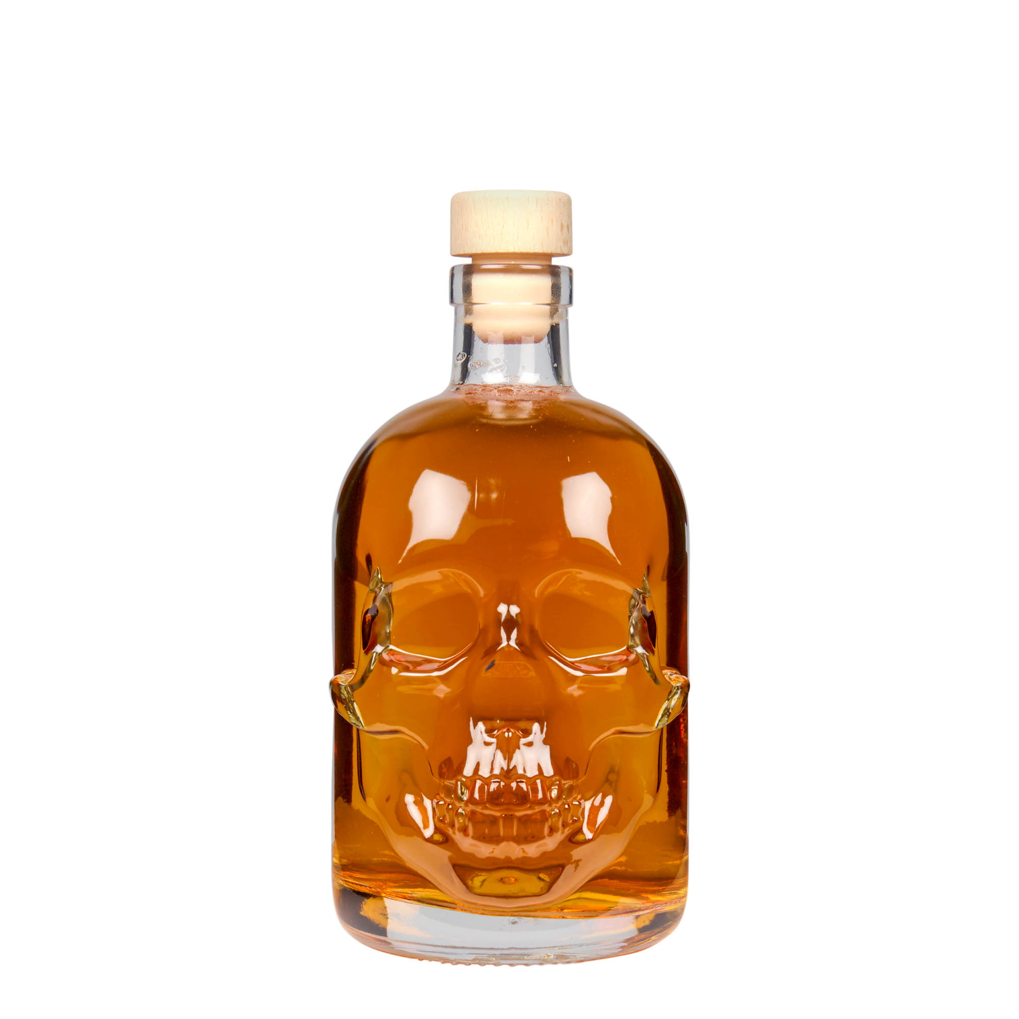 Bottiglia di vetro da 500 ml 'Teschio', bocca: sughero Bottiglia di vetro da 500 ml 'Teschio', bocca: sughero