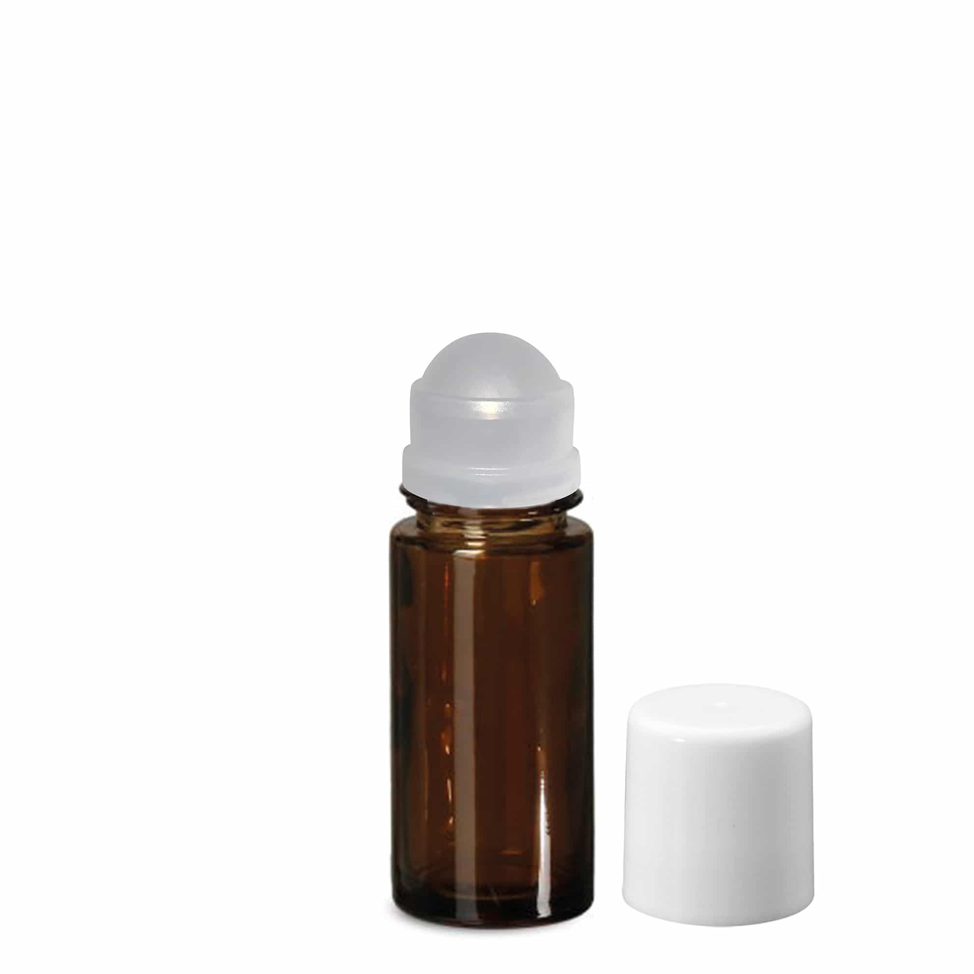 50 ml bottiglia roll-on, vetro, marrone, bocca: chiusura a vite