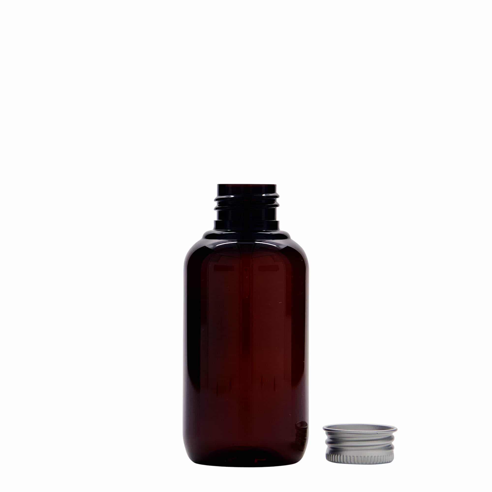 Bottiglia in plastica riciclata da 100 ml 'Victor's Best', PCR, marrone, bocca: 24/410