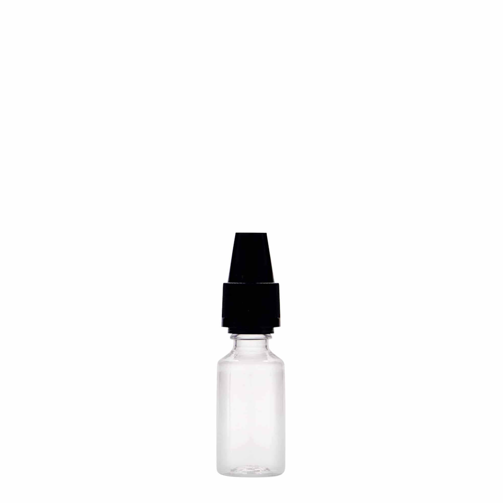 Bottiglia PET da 10 ml 'E-Liquid' con chiusura di qualità e sicurezza per bambini, plastica, bocca: chiusura a vite