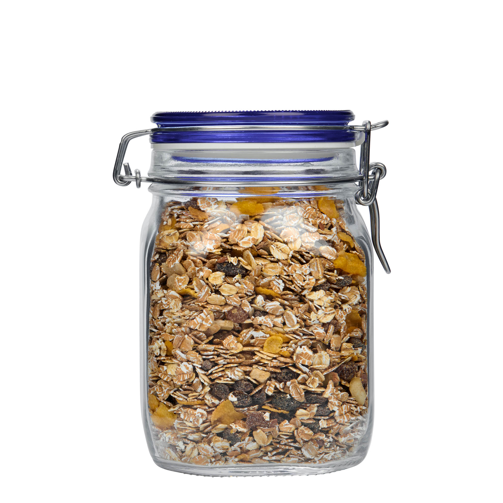 1.000 ml barattolo con chiusura a gancio 'Fido' Blue Top, quadrato, bocca: chiusura a gancio 1.000 ml barattolo con chiusura a gancio 'Fido' Blue Top, quadrato, bocca: chiusura a gancio