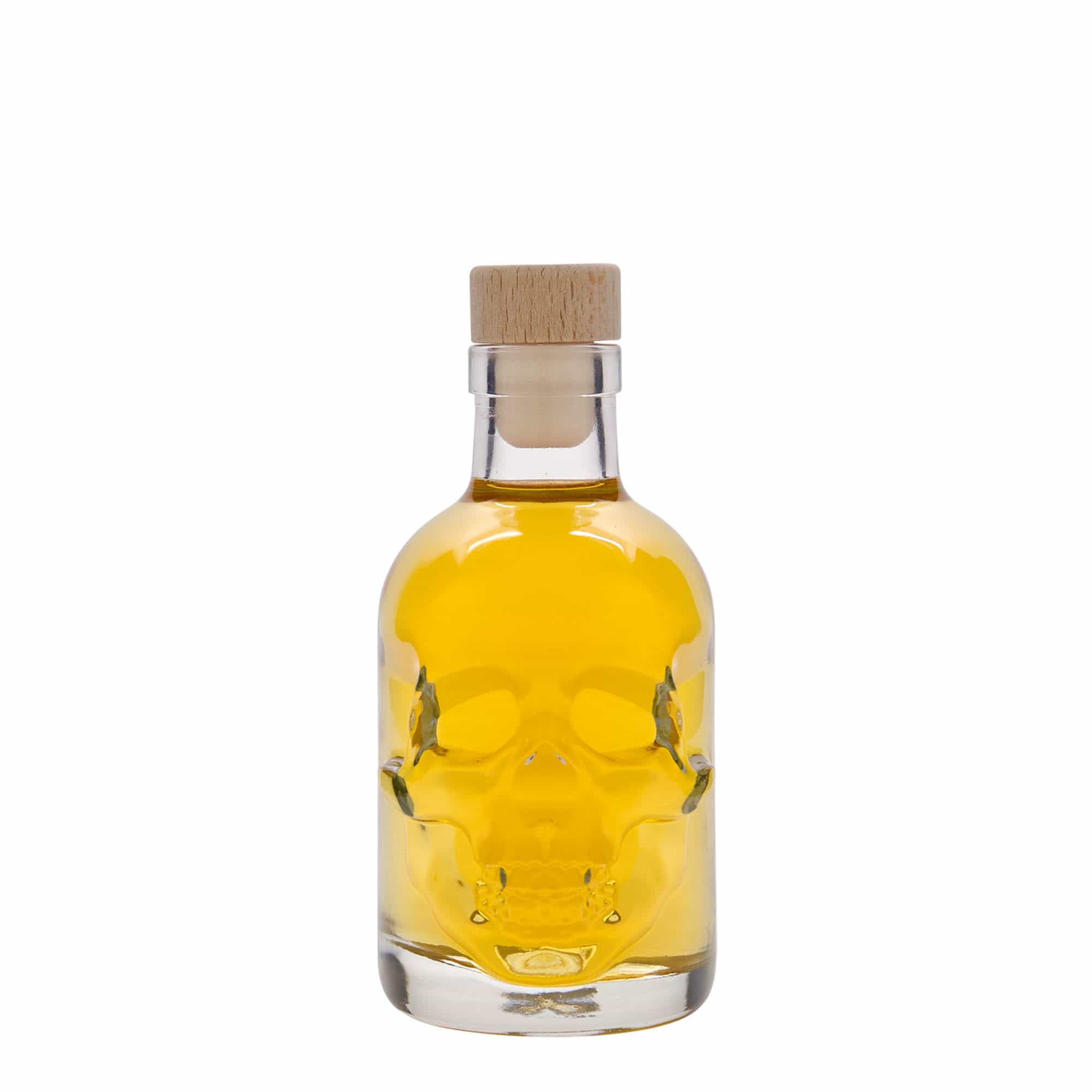 Bottiglia di vetro da 200 ml 'Teschio', bocca: sughero