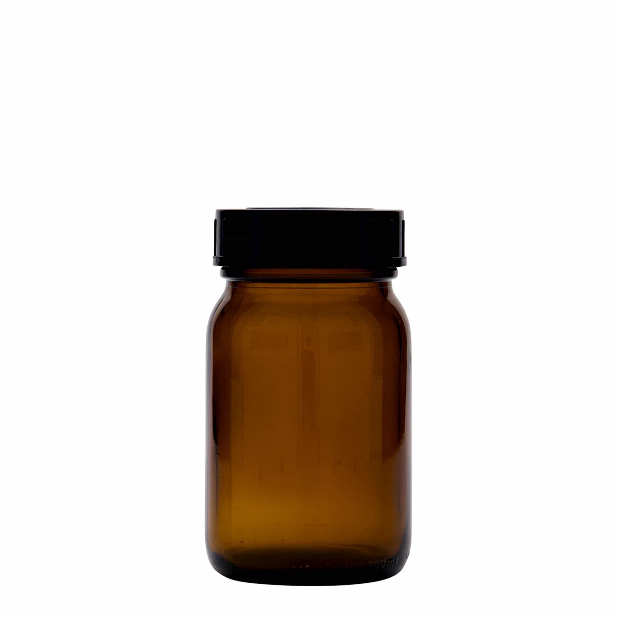 200 ml Vasetto di vetro a bocca larga, marrone, imboccatura: DIN 55